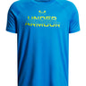 Polera manga corta de entrenamiento para niño Tech Split Wordmark azul Under Armour
