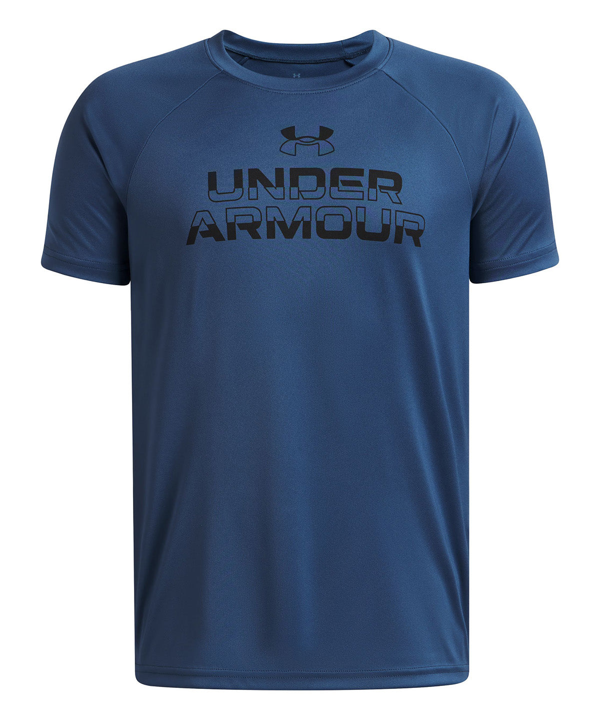UA Tech Split Wordmark Polera Manga Corta azul para niño