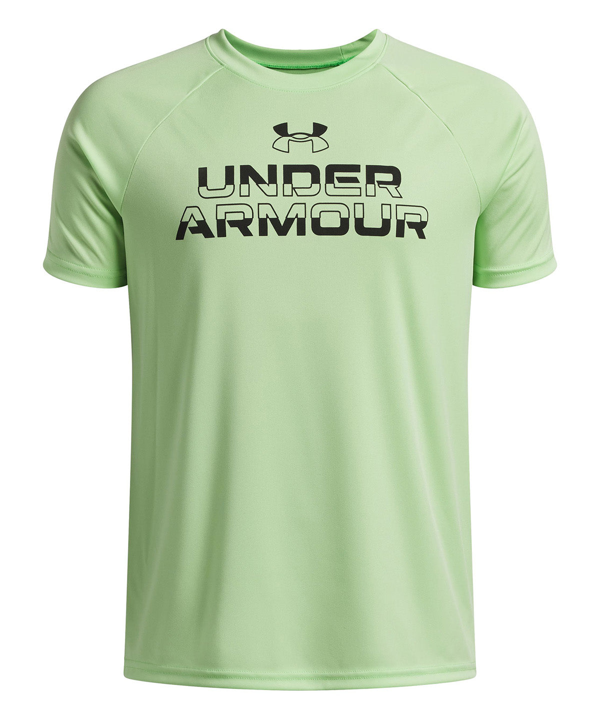 UA Tech Split Wordmark Polera Manga Corta verde para niño