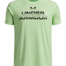 UA Tech Split Wordmark Polera Manga Corta verde para niño