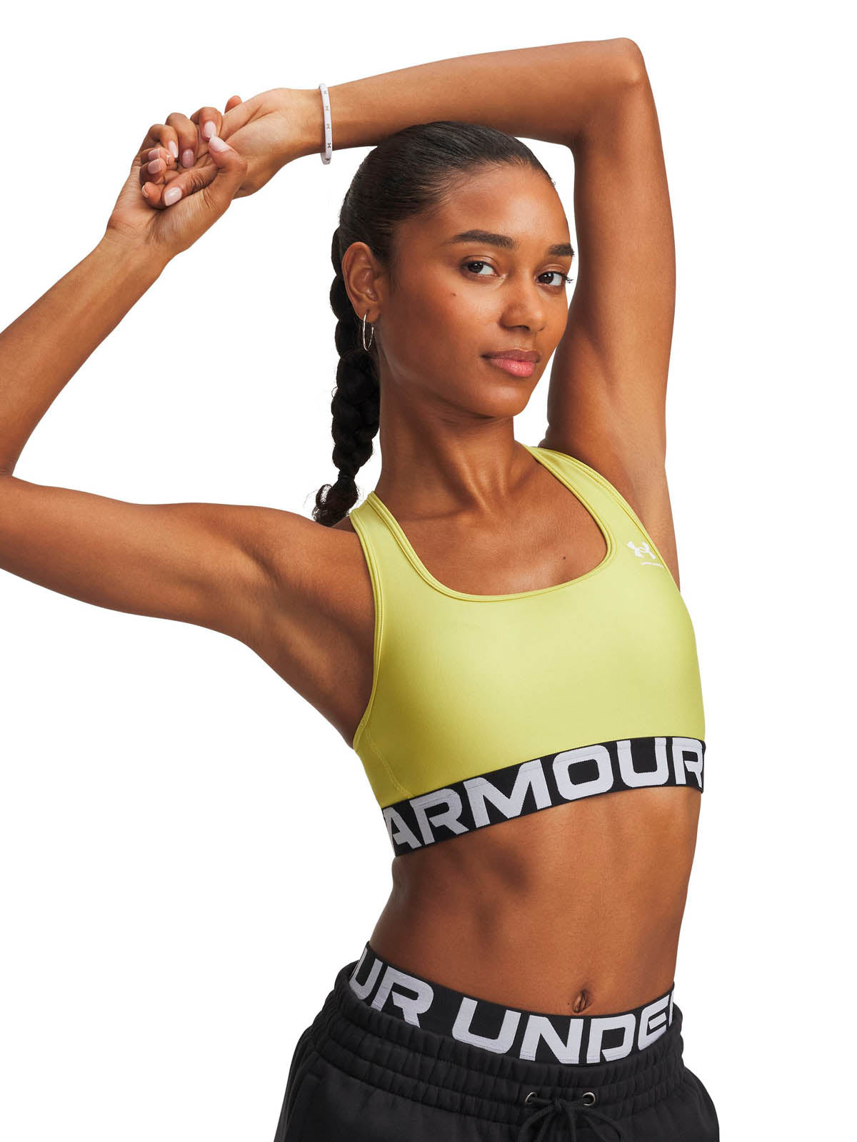 Peto de entrenamiento para mujer HeatGear Armour Mid Branded amarillo Under Armour