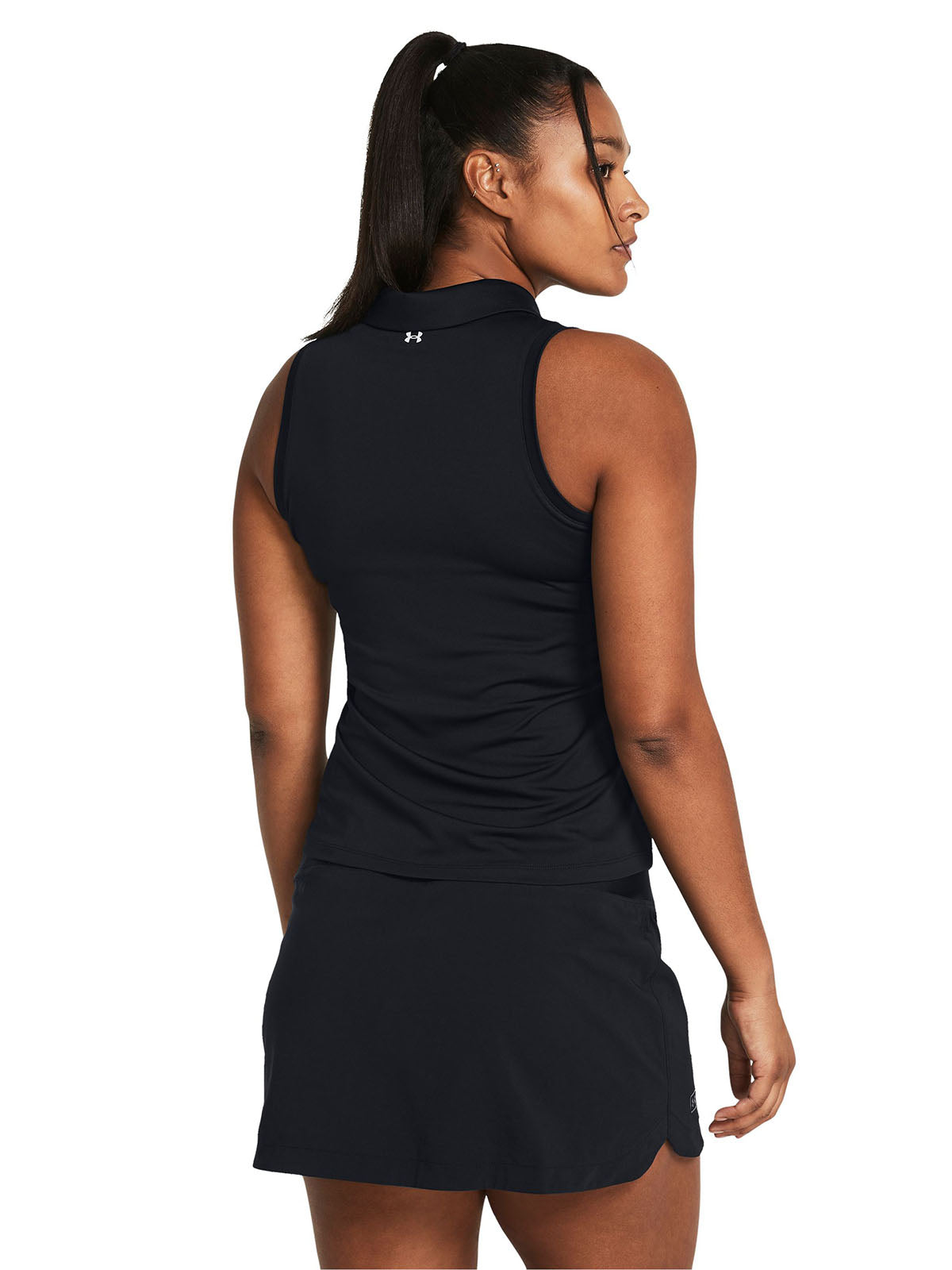 Polera sin mangas UA Playoff negro para mujer