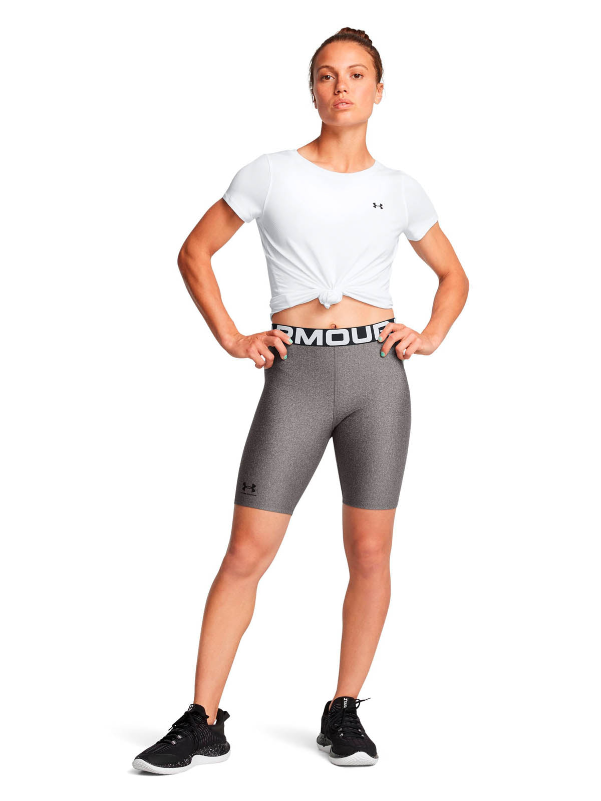 Calzas de entrenamiento para mujer HeatGear 8" gris Under Armour