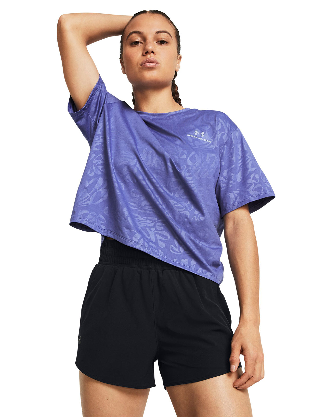 Polera Croptop UA Vanish Energy Emboss para mujer