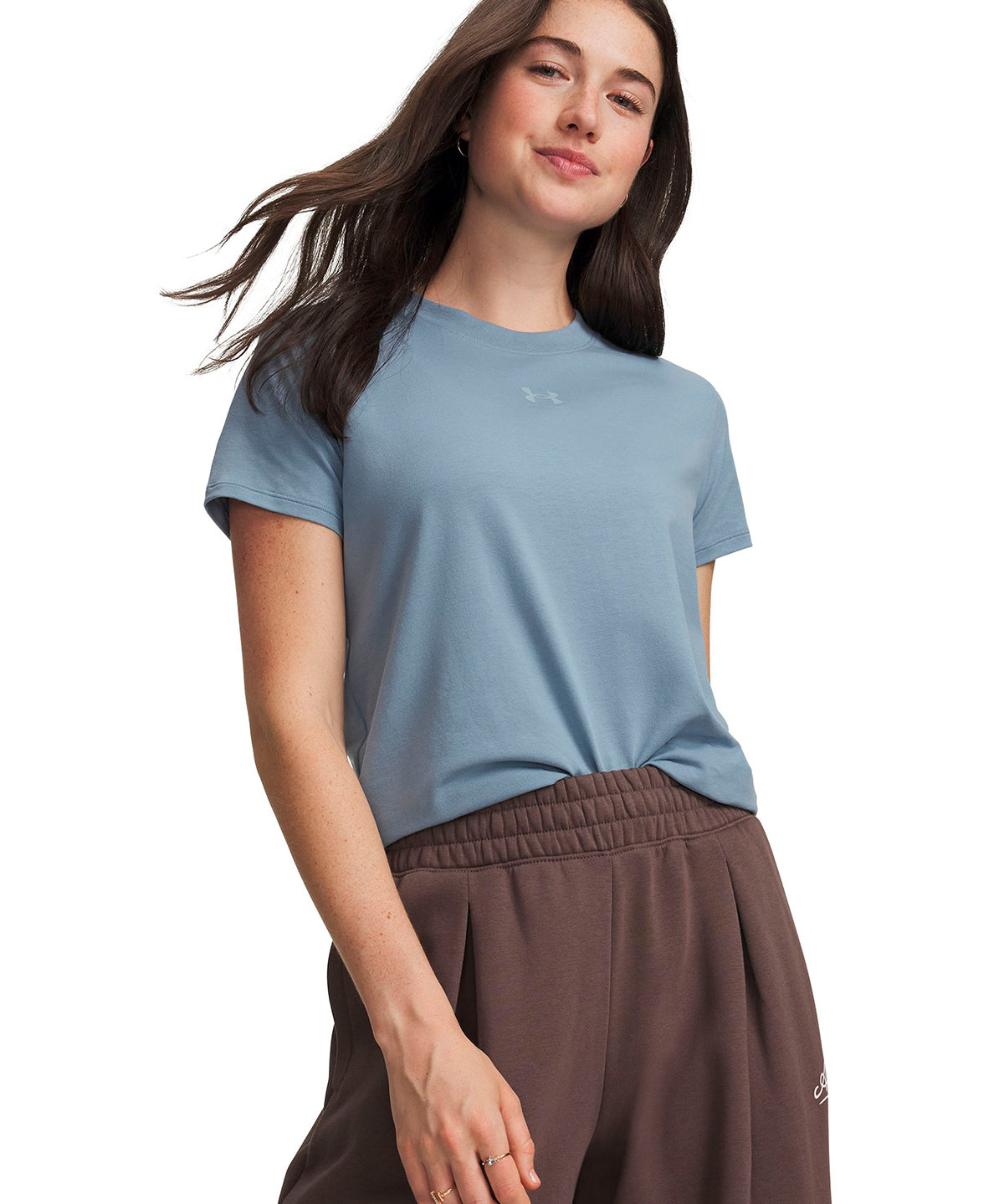Polera manga corta UA Rival Core azul para mujer