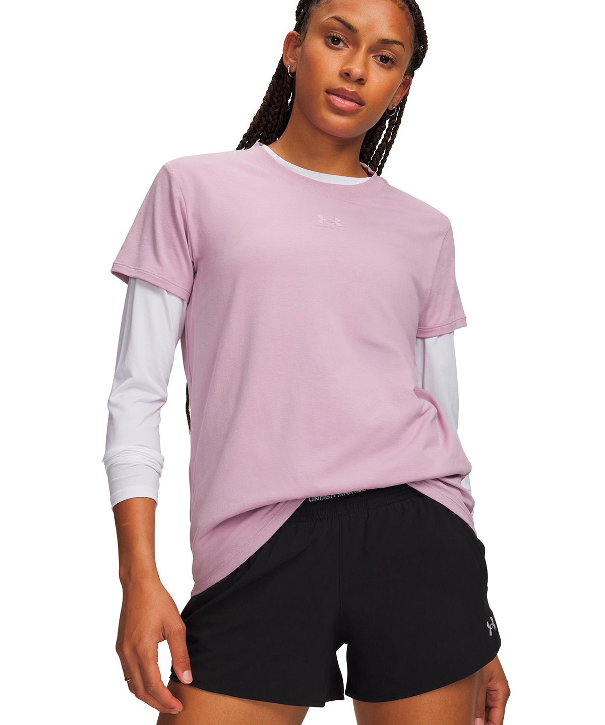 Polera manga corta UA Rival Core rosada para mujer