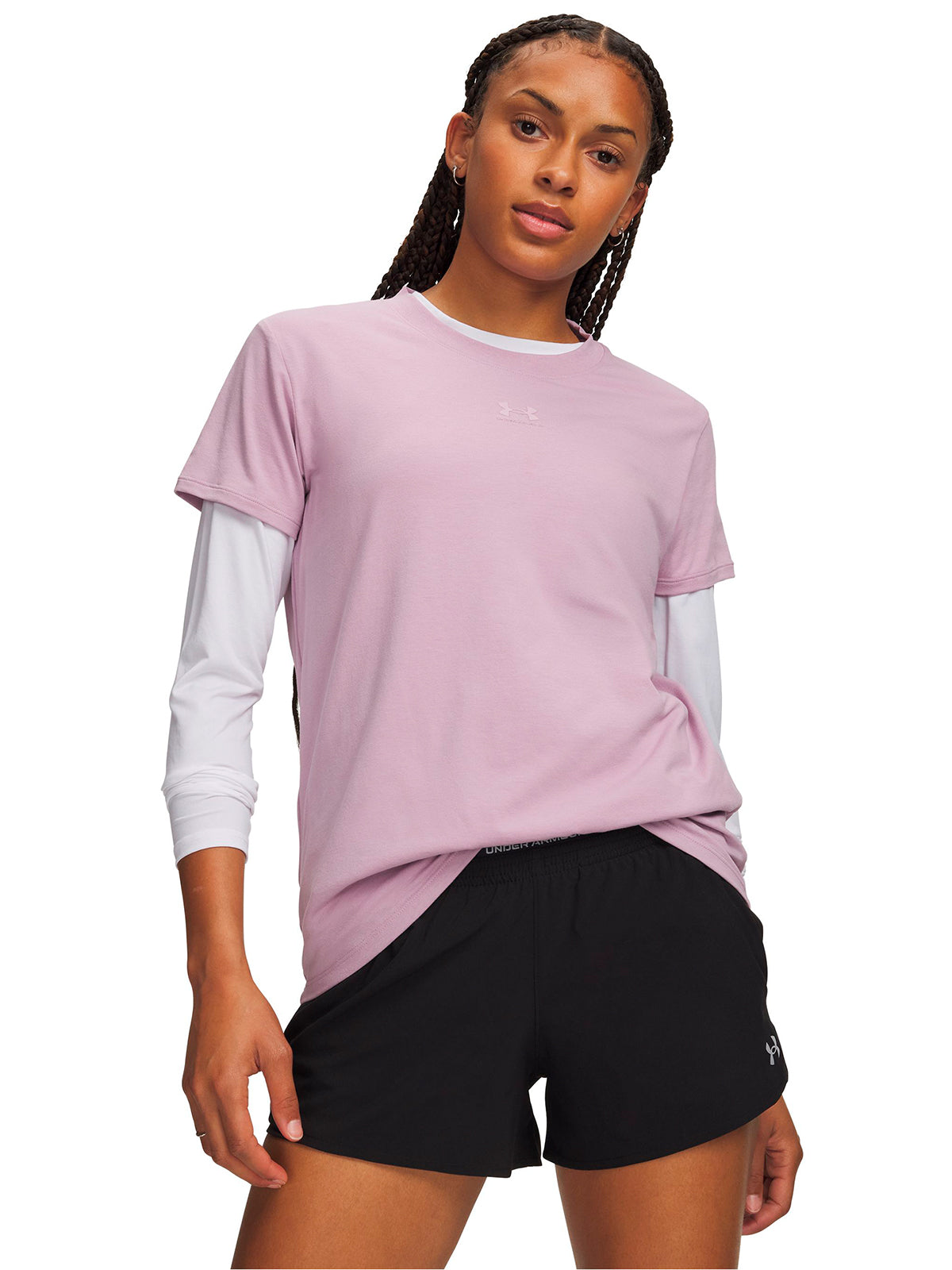 Polera manga corta UA Rival Core rosada para mujer