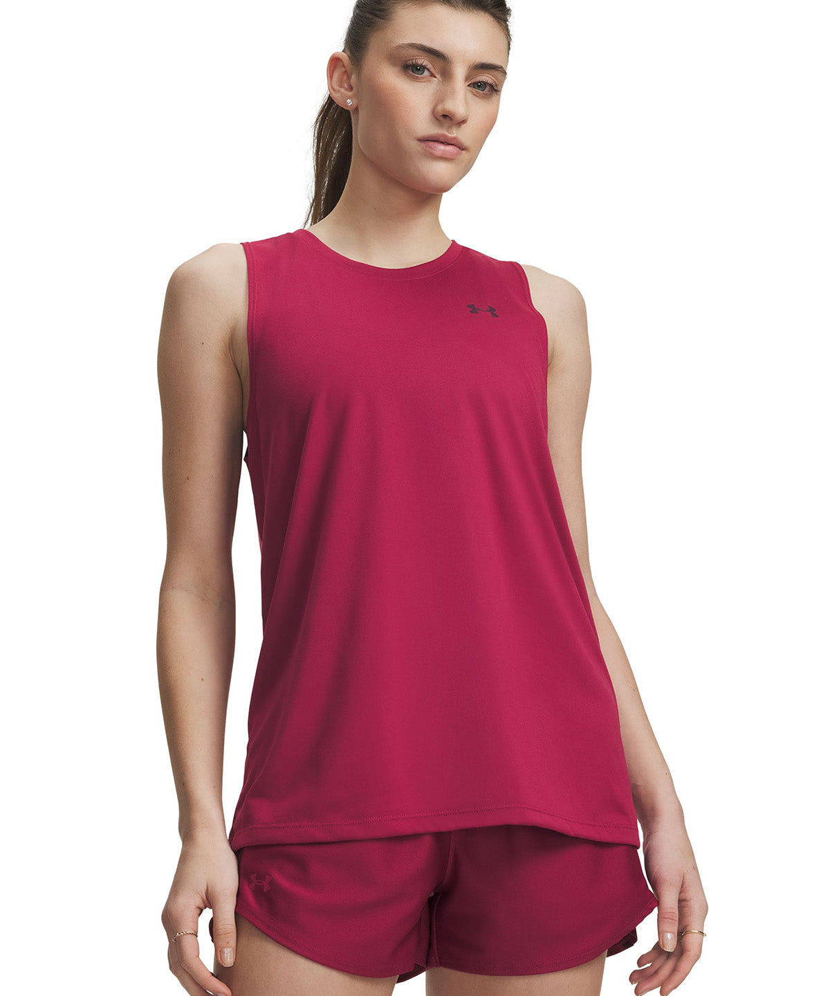 Polera sin manga UA Tech roja para mujer