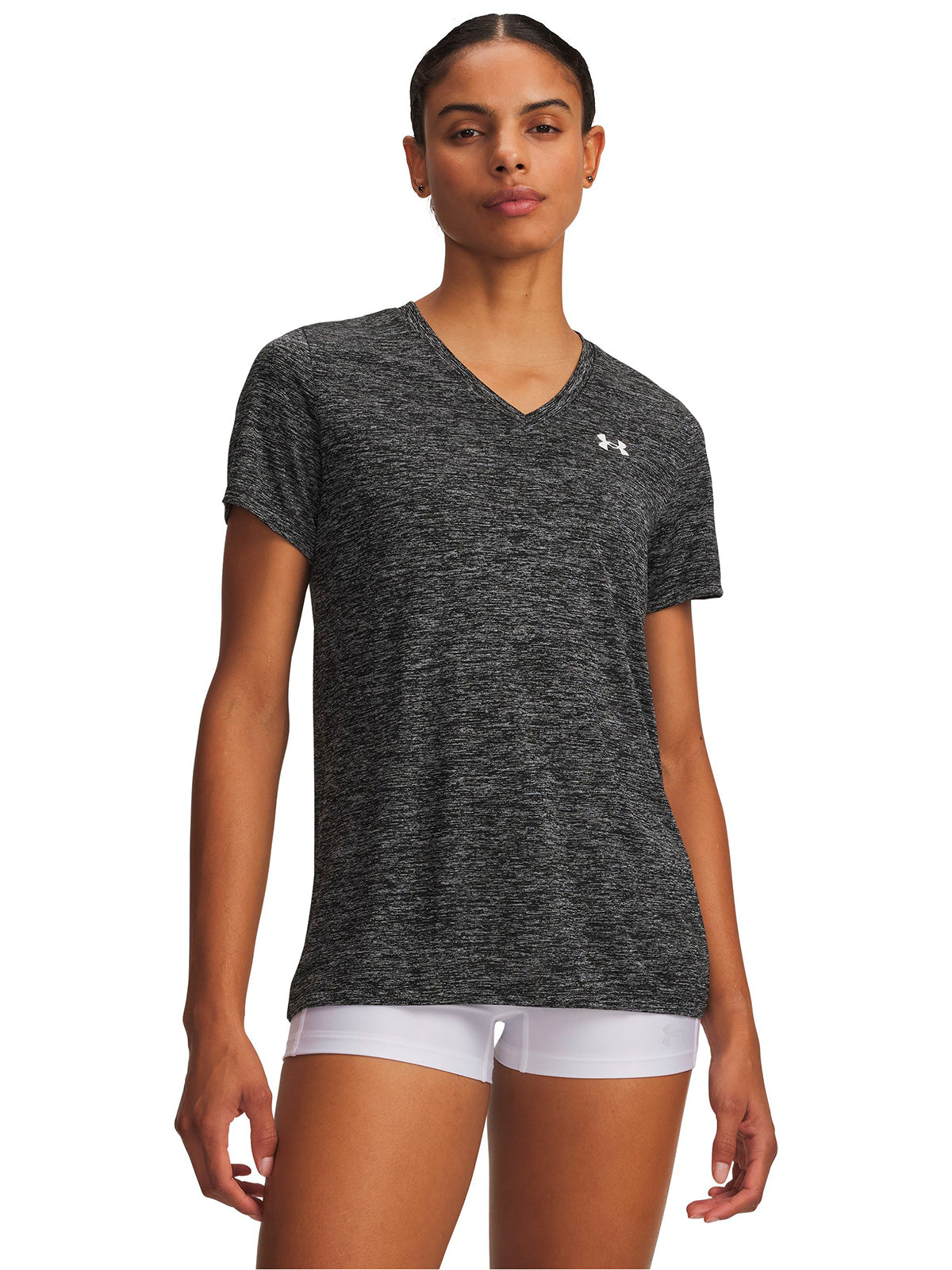 Polera manga corta UA Tech Twist negra para mujer