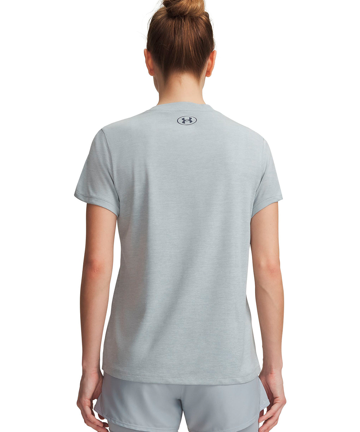 Polera manga corta UA Tech Twist gris para mujer