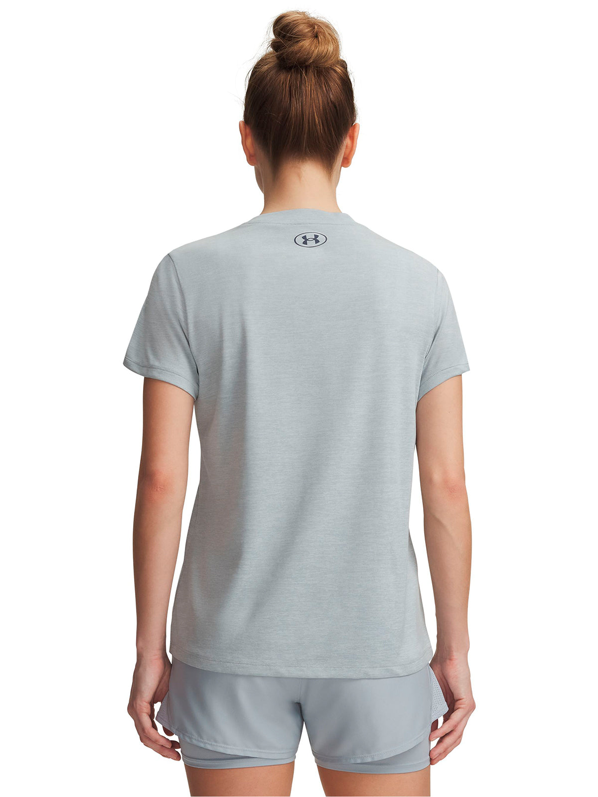 Polera manga corta UA Tech Twist gris para mujer