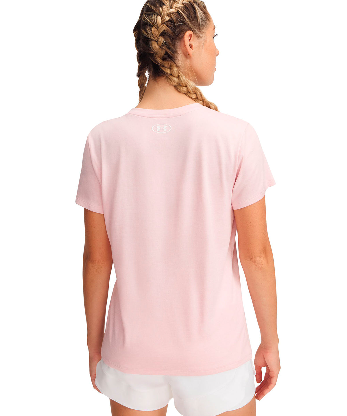 Polera manga corta UA Tech Twist rosada para mujer