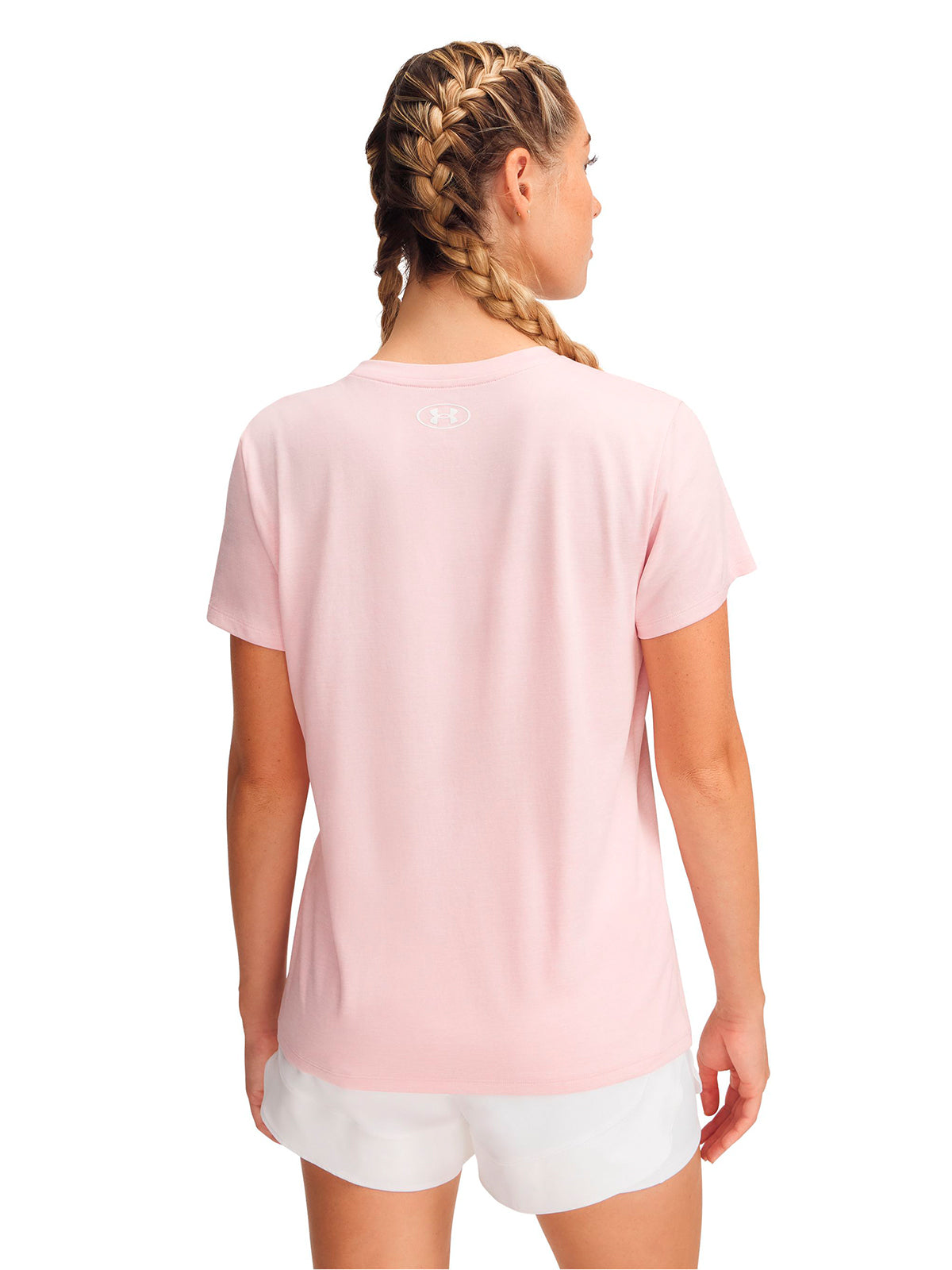 Polera manga corta UA Tech Twist rosada para mujer