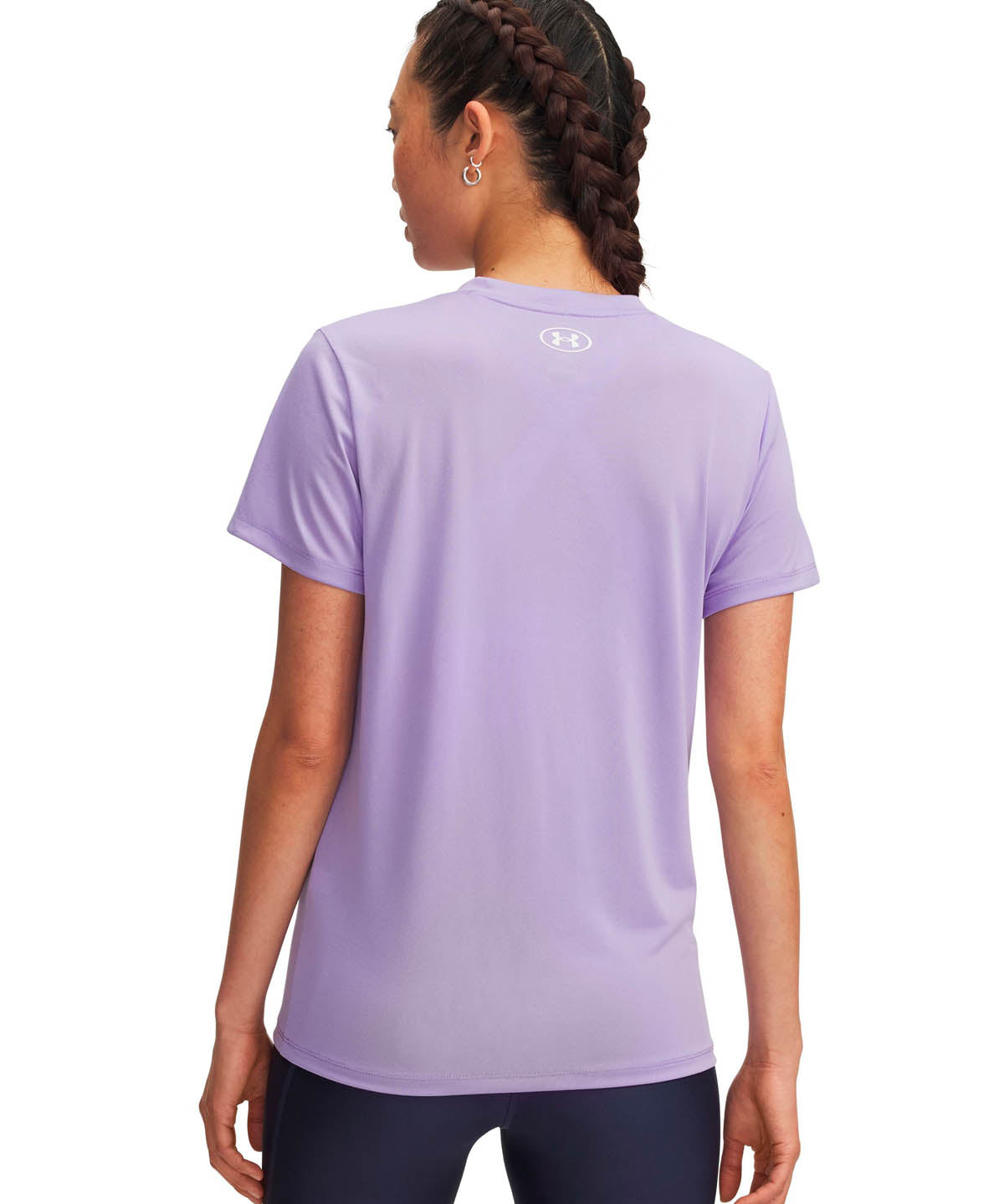 Polera manga corta de entrenamiento para mujer Tech V-Neck morado Under Armour
