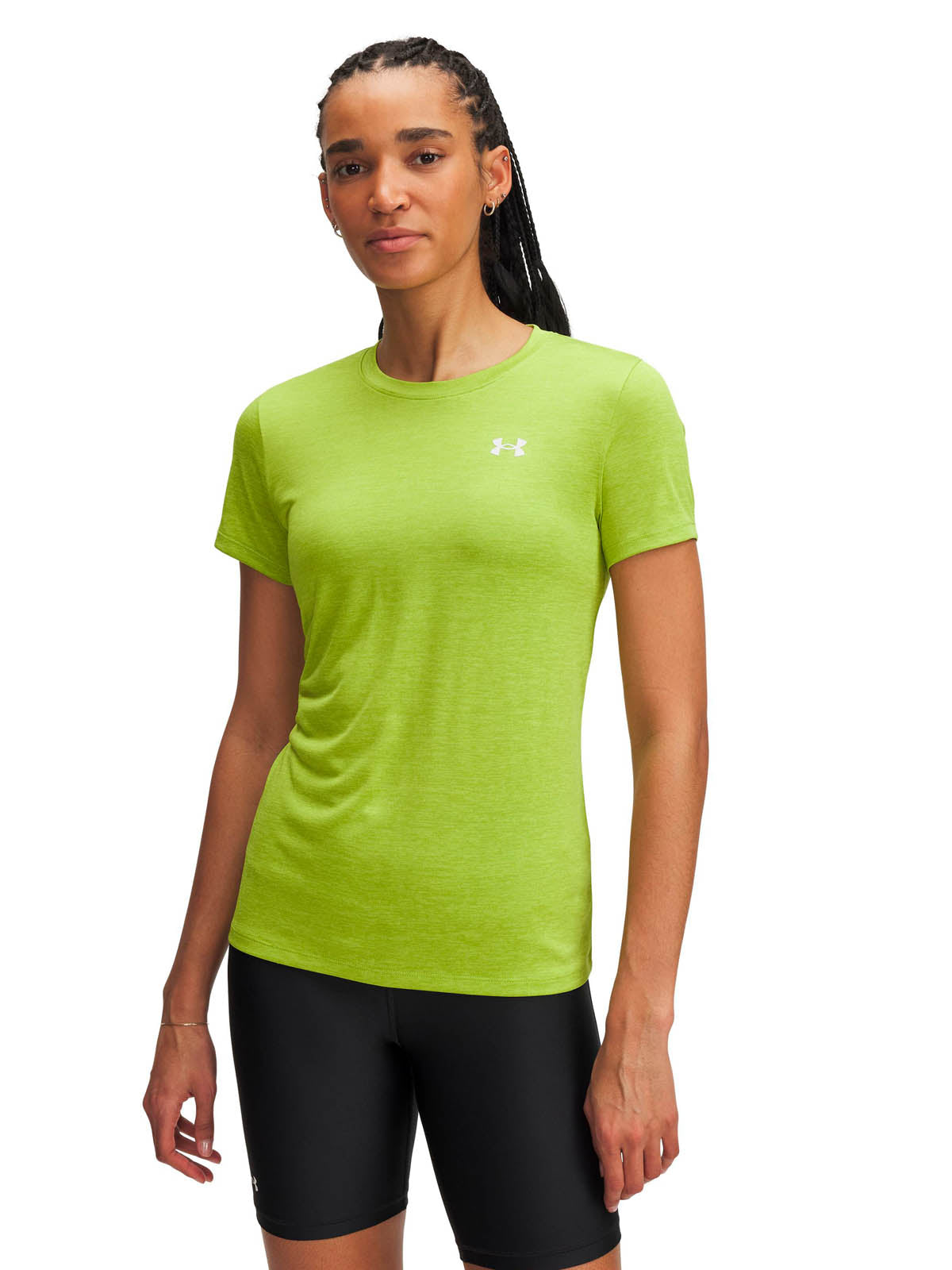 Polera manga corta de entrenamiento para mujer Tech Twist verde Under Armour