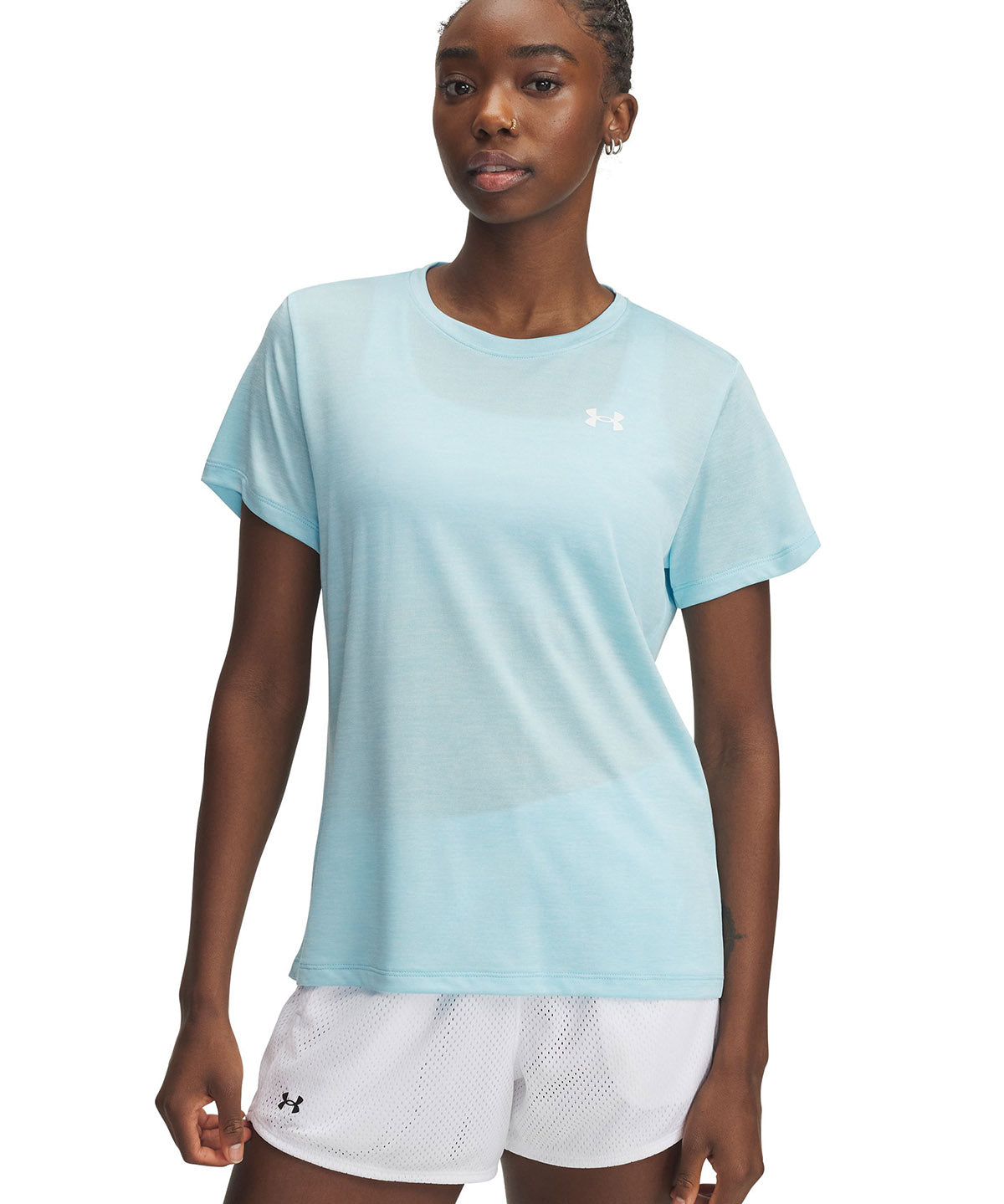 Polera manga corta Under Armour tech twist azul para mujer