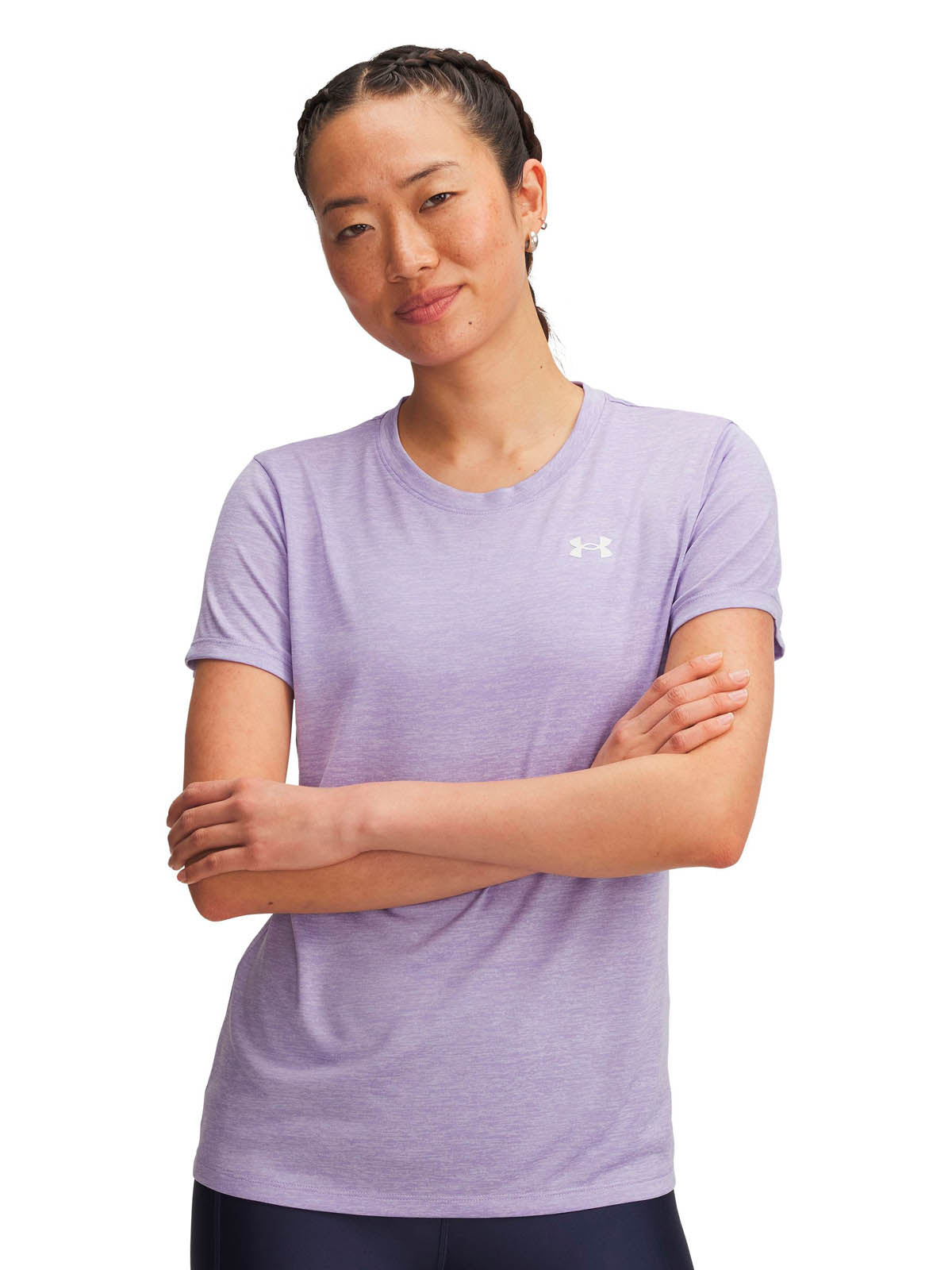 Polera manga corta de entrenamiento para mujer Tech Twist morado Under Armour