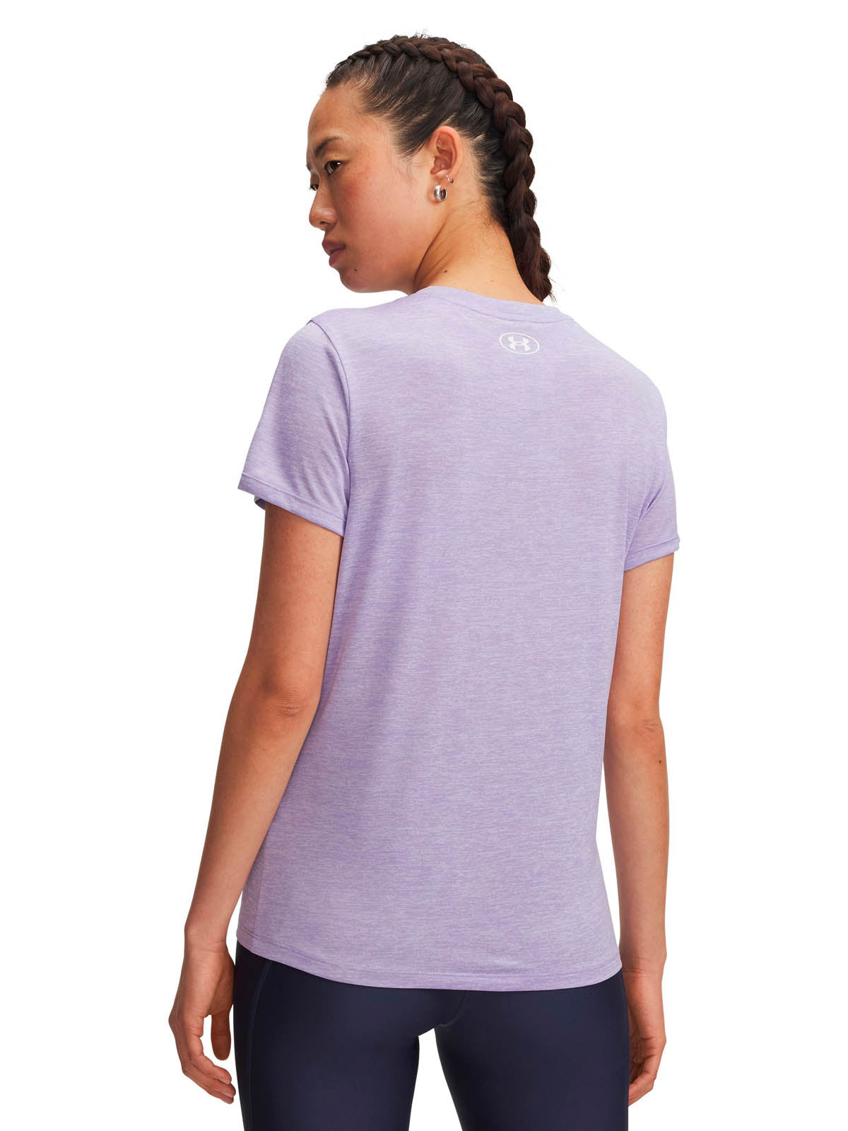 Polera manga corta de entrenamiento para mujer Tech Twist morado Under Armour