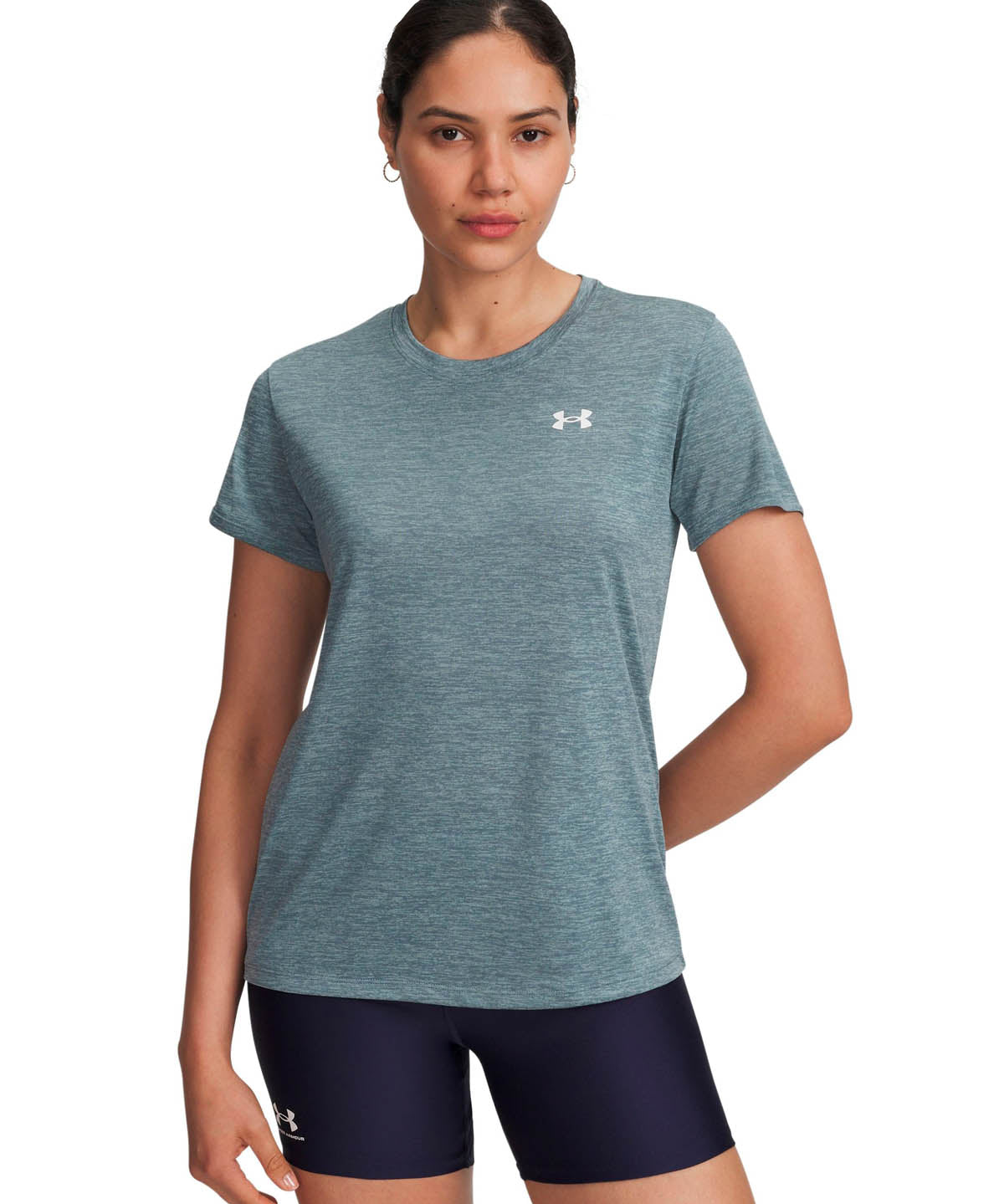 Polera manga corta de entrenamiento para mujer Tech Twist azul Under Armour