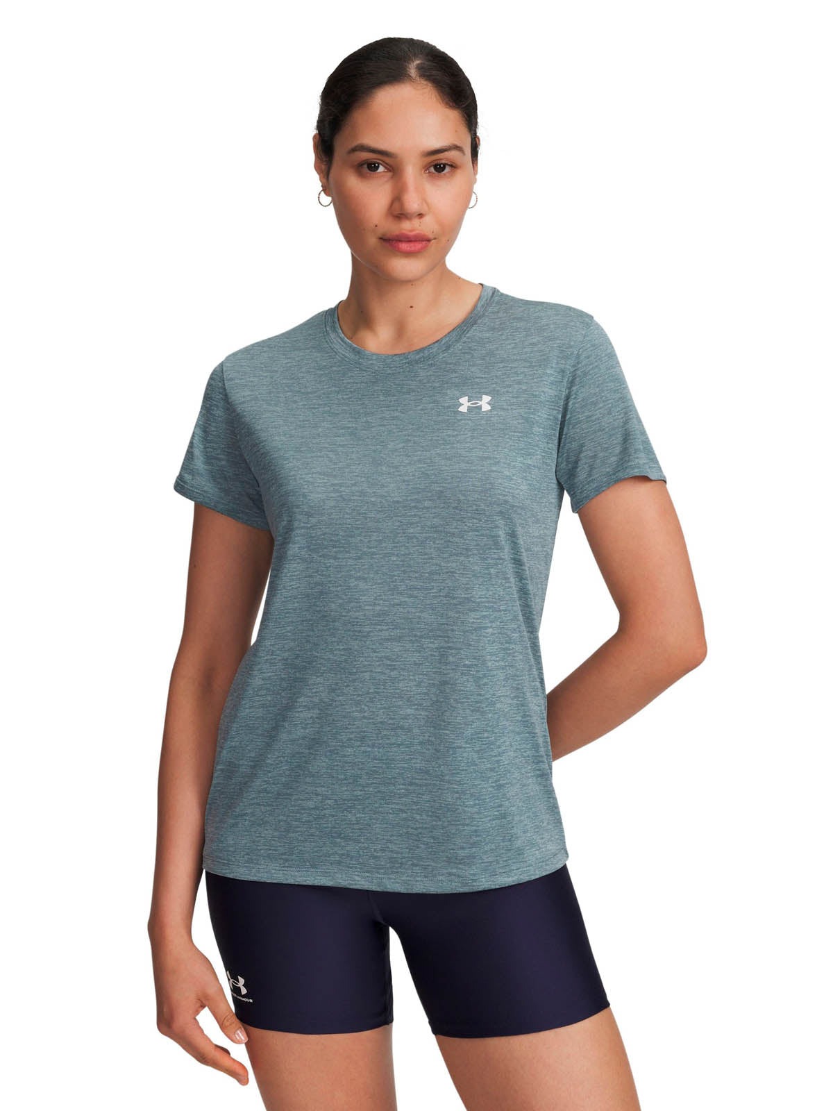 Polera manga corta de entrenamiento para mujer Tech Twist azul Under Armour