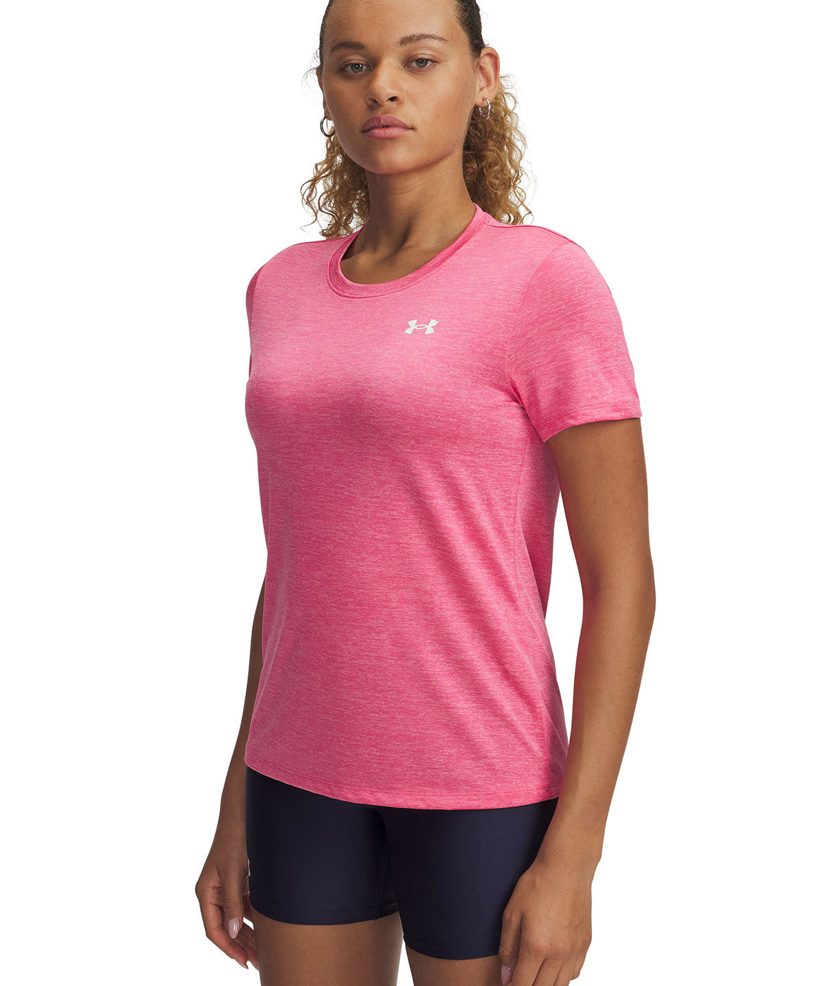 Polera manga corta Under Armour tech twist rosado para mujer