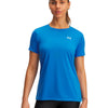 Polera manga corta de entrenamiento para mujer Tech azul Under Armour