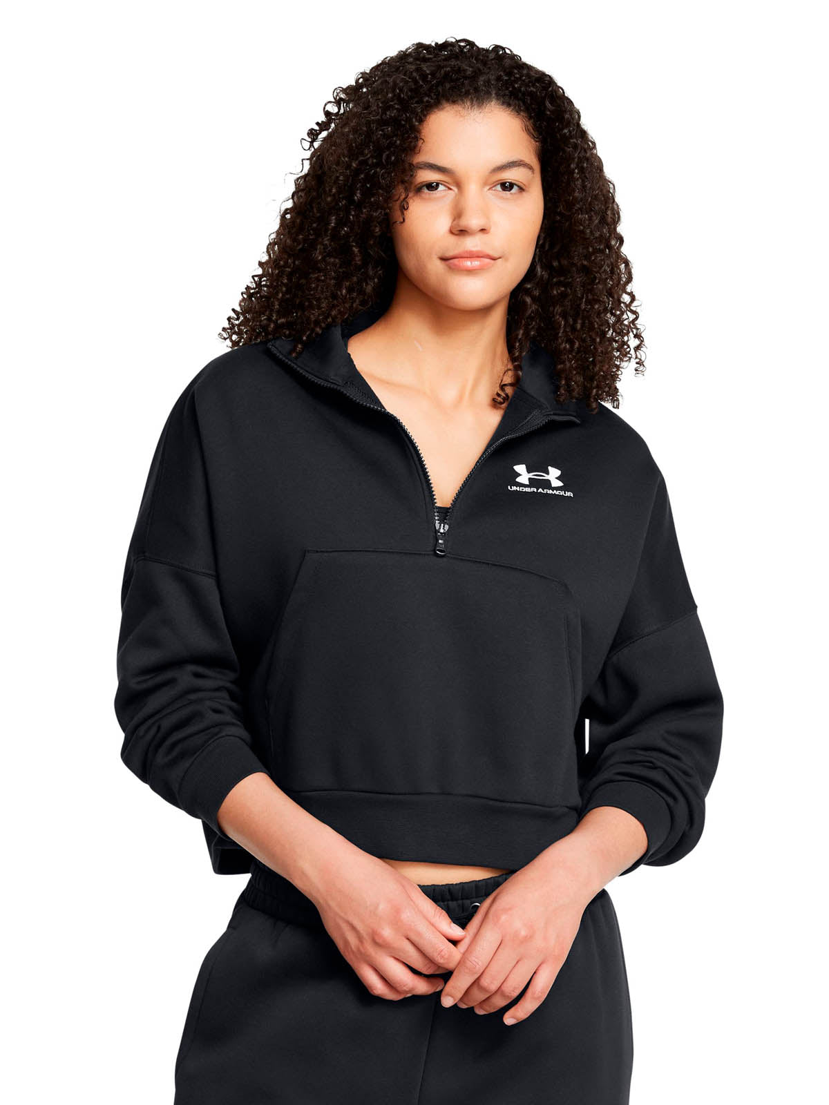 Polerón Lifestyle para mujer Icon Fleece Oversized ½ Zip negro Under Armour