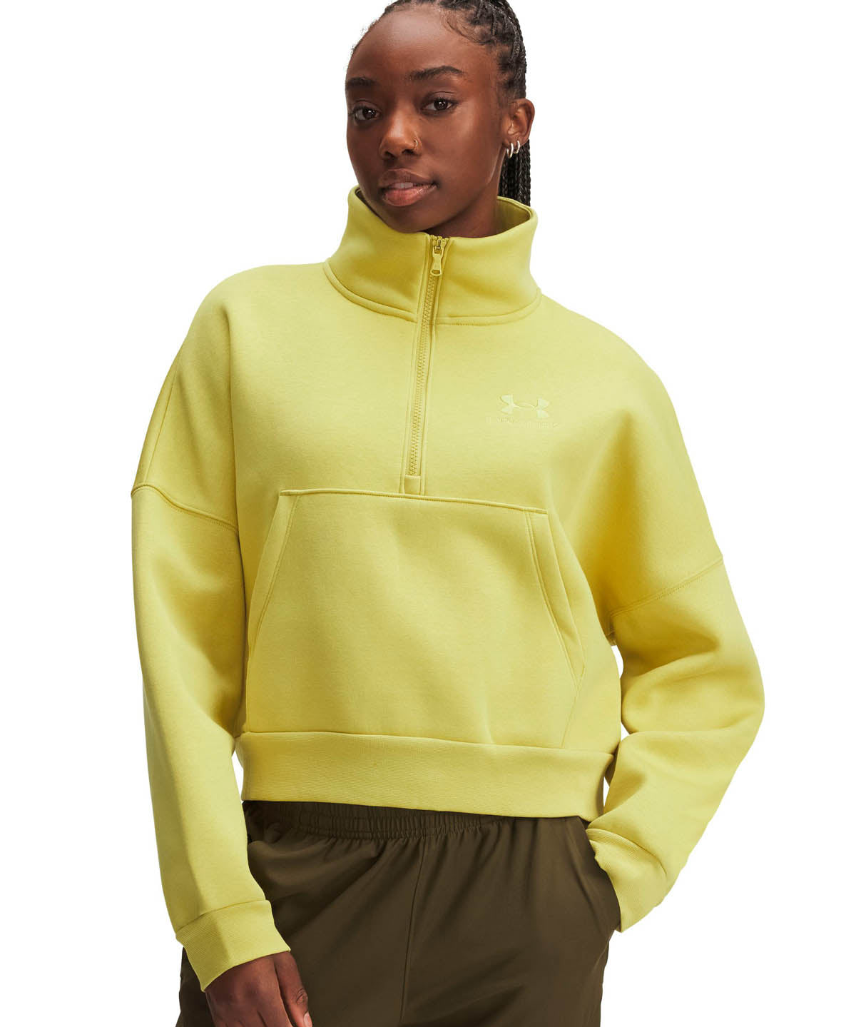 Polerón Lifestyle para mujer Icon Fleece Oversized ½ Zip amarillo Under Armour