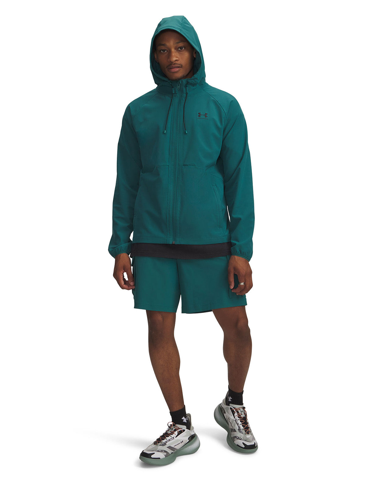 UA Vibe Woven Cargo Short verde para hombre