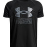 Polera manga corta de Entrenamiento para Niño Tech Hybrid print Negro Under Armour
