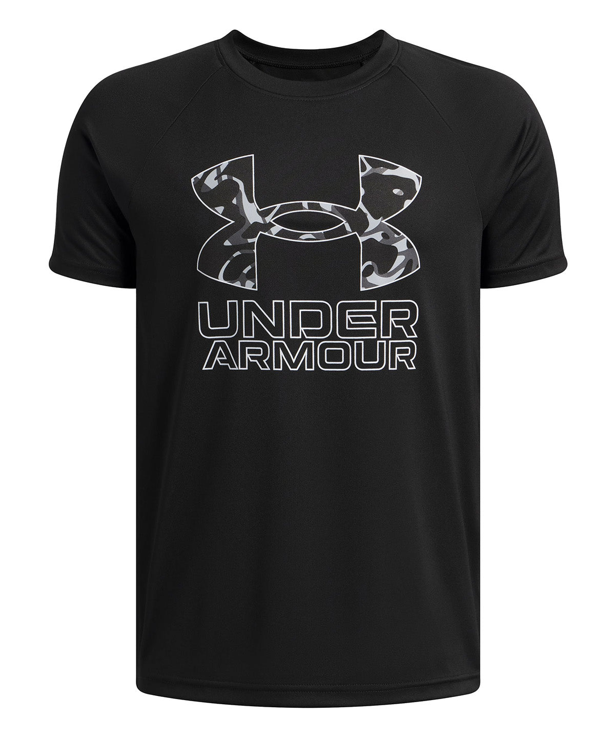 UA Tech Hybrid Print Polera Manga Corta negro para niño