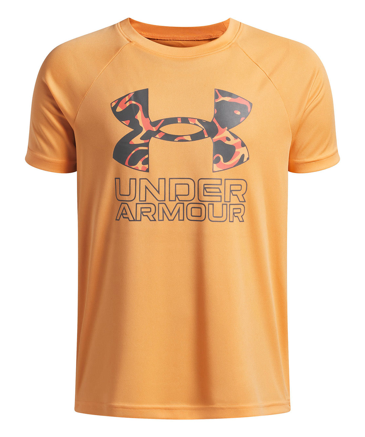 UA Tech Hybrid Print Polera Manga Corta naranjo para niño