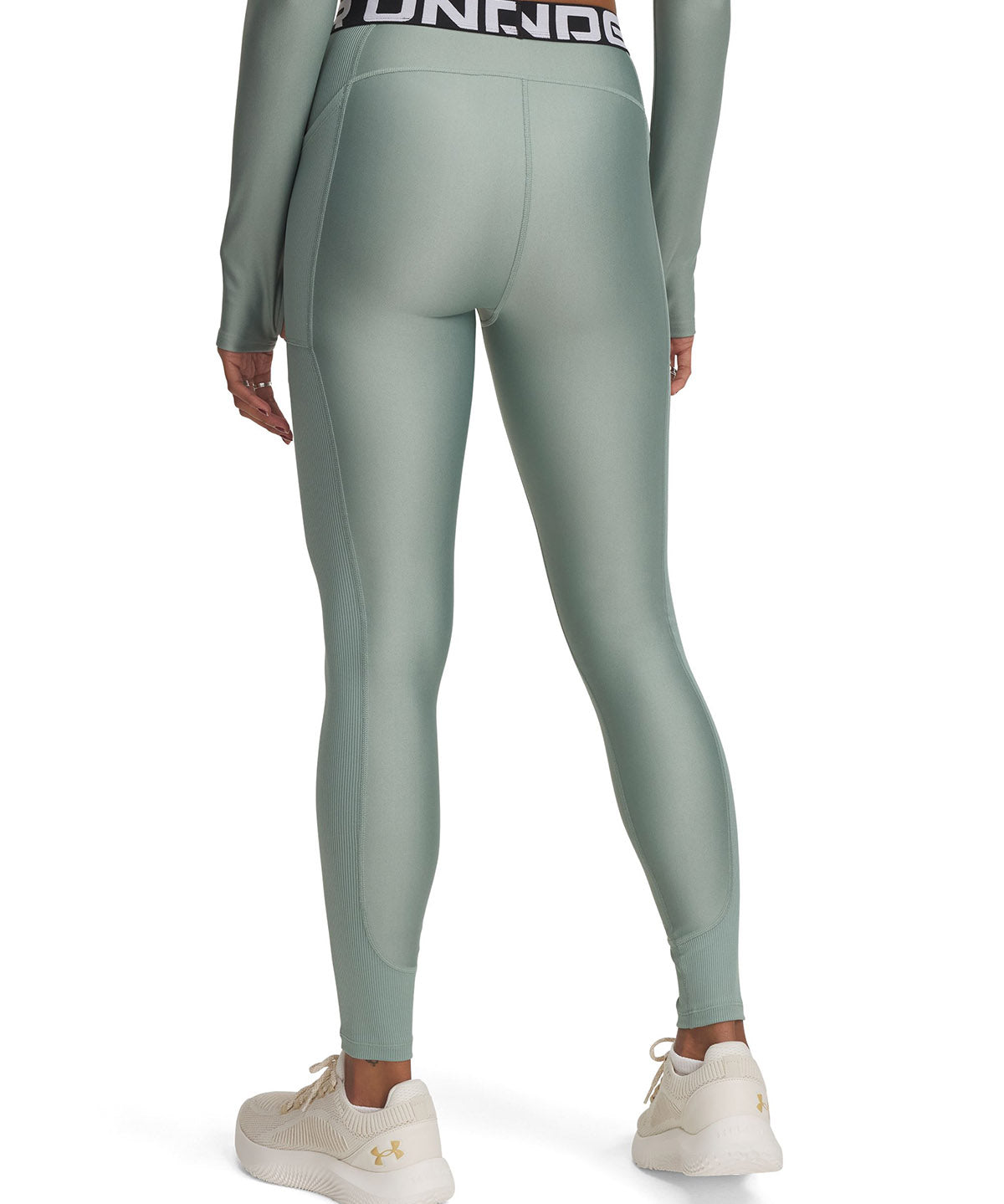 Calzas Heatgear Rib verde para mujer Under Armour