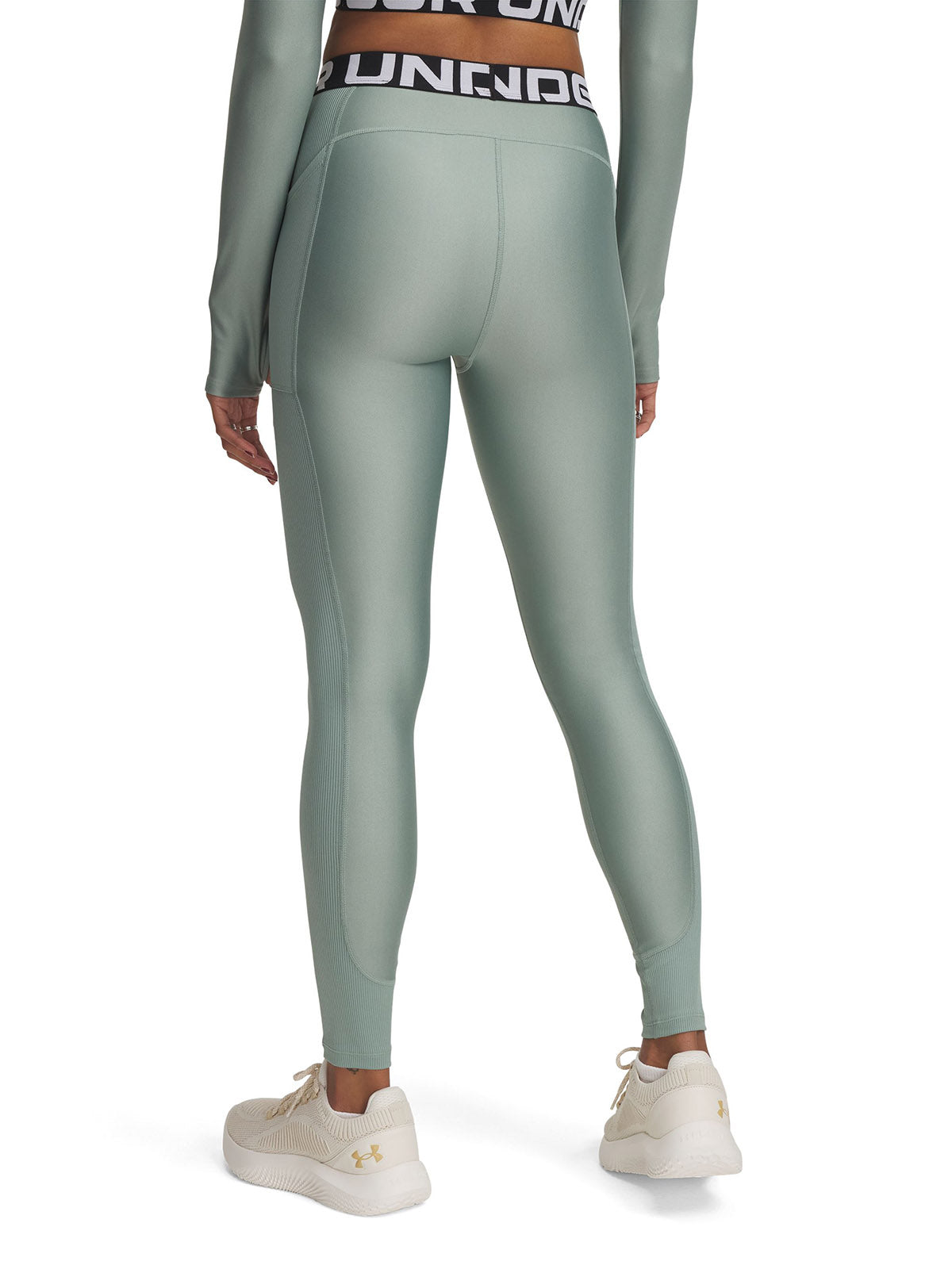 Calzas Heatgear Rib verde para mujer Under Armour