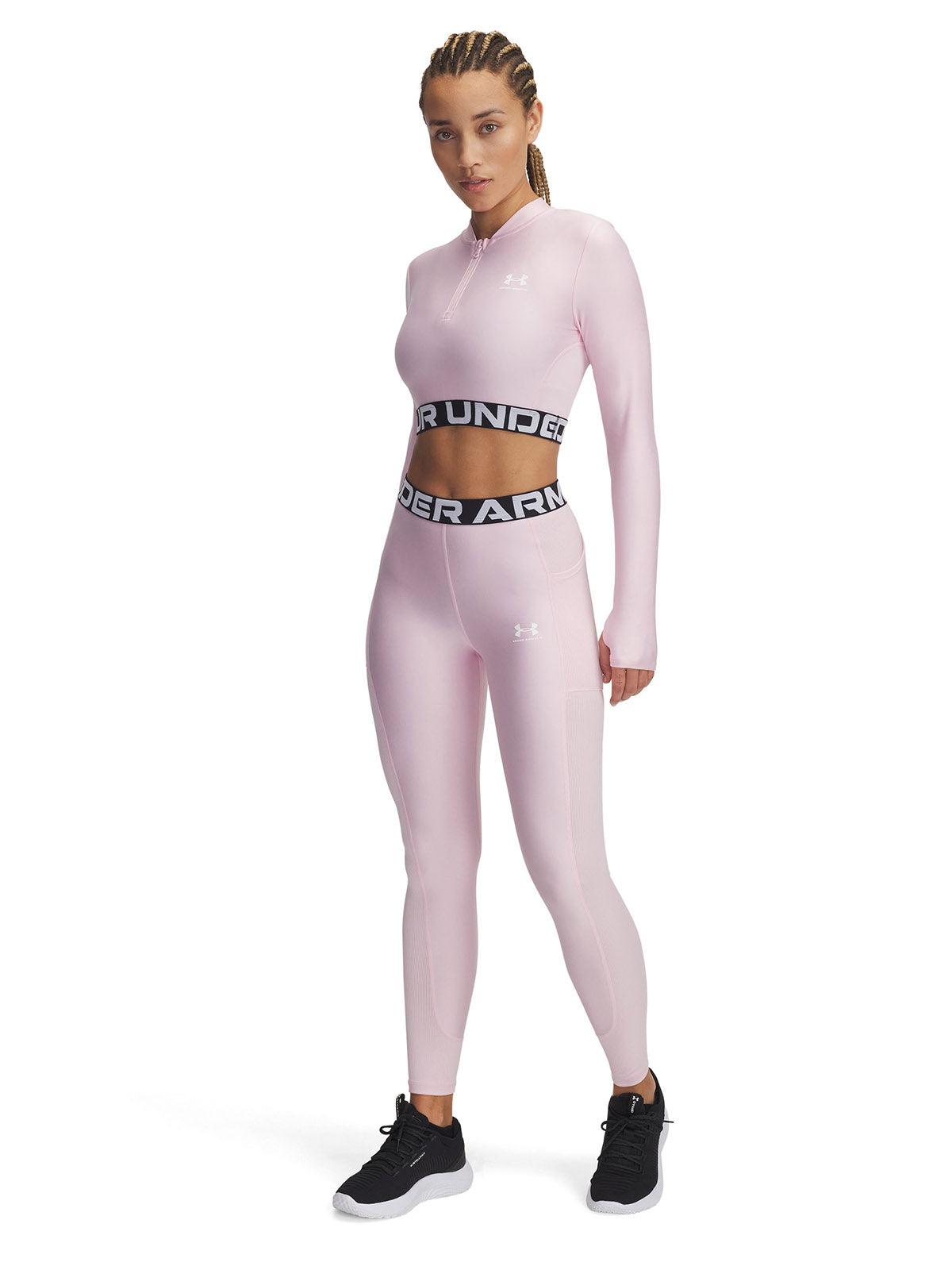 Calzas Heatgear Rib rosado para mujer Under Armour