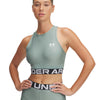 Primera capa sin mangas Heatgear verde para mujer Under Armour