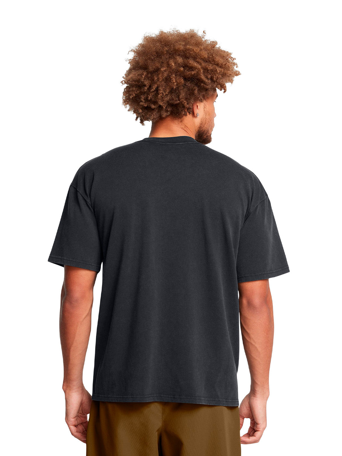 UA Heavyweight Oversized Logo Wash negra para hombre