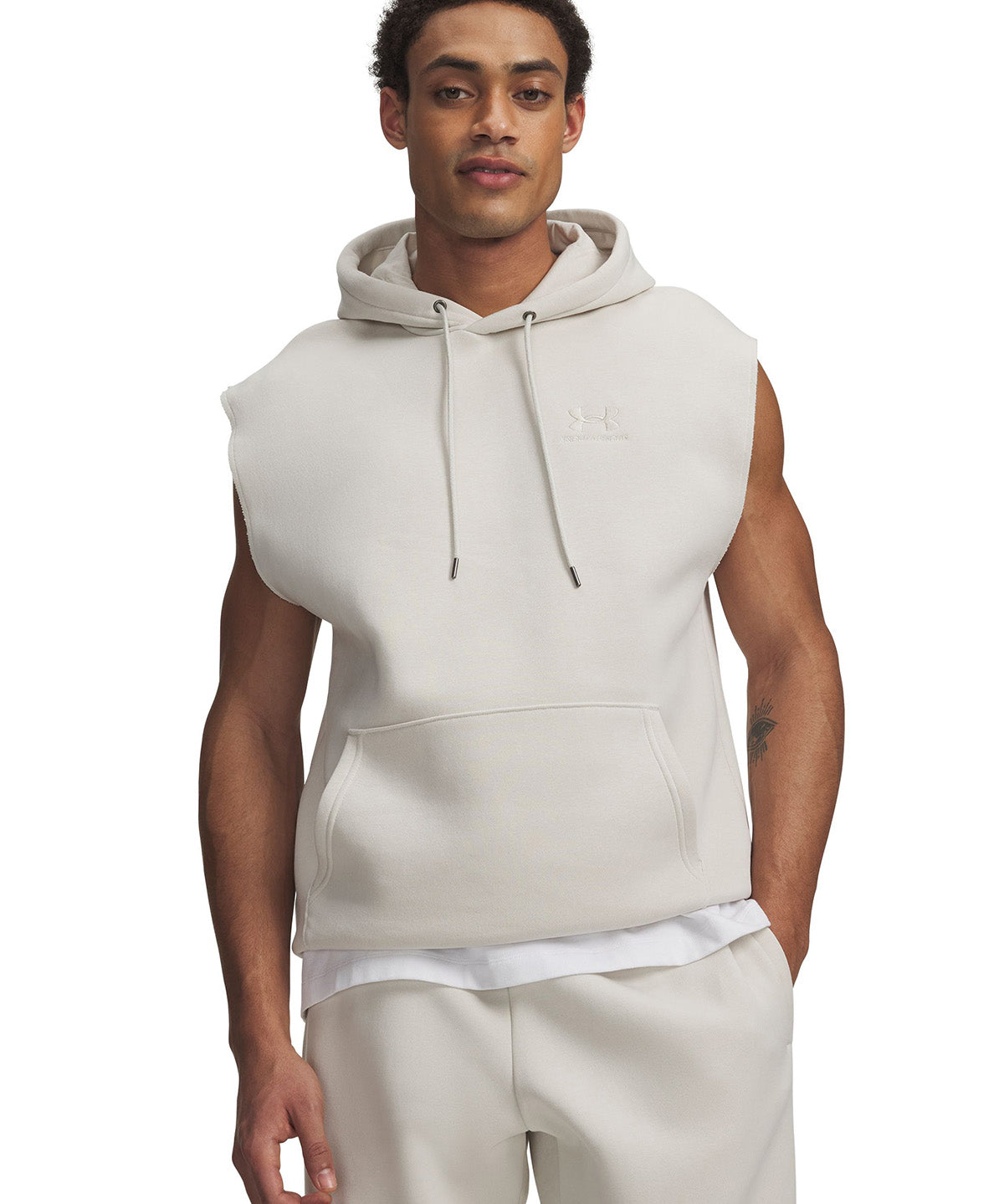 Poleron sin manga UA Icon Fleece blanco para hombre