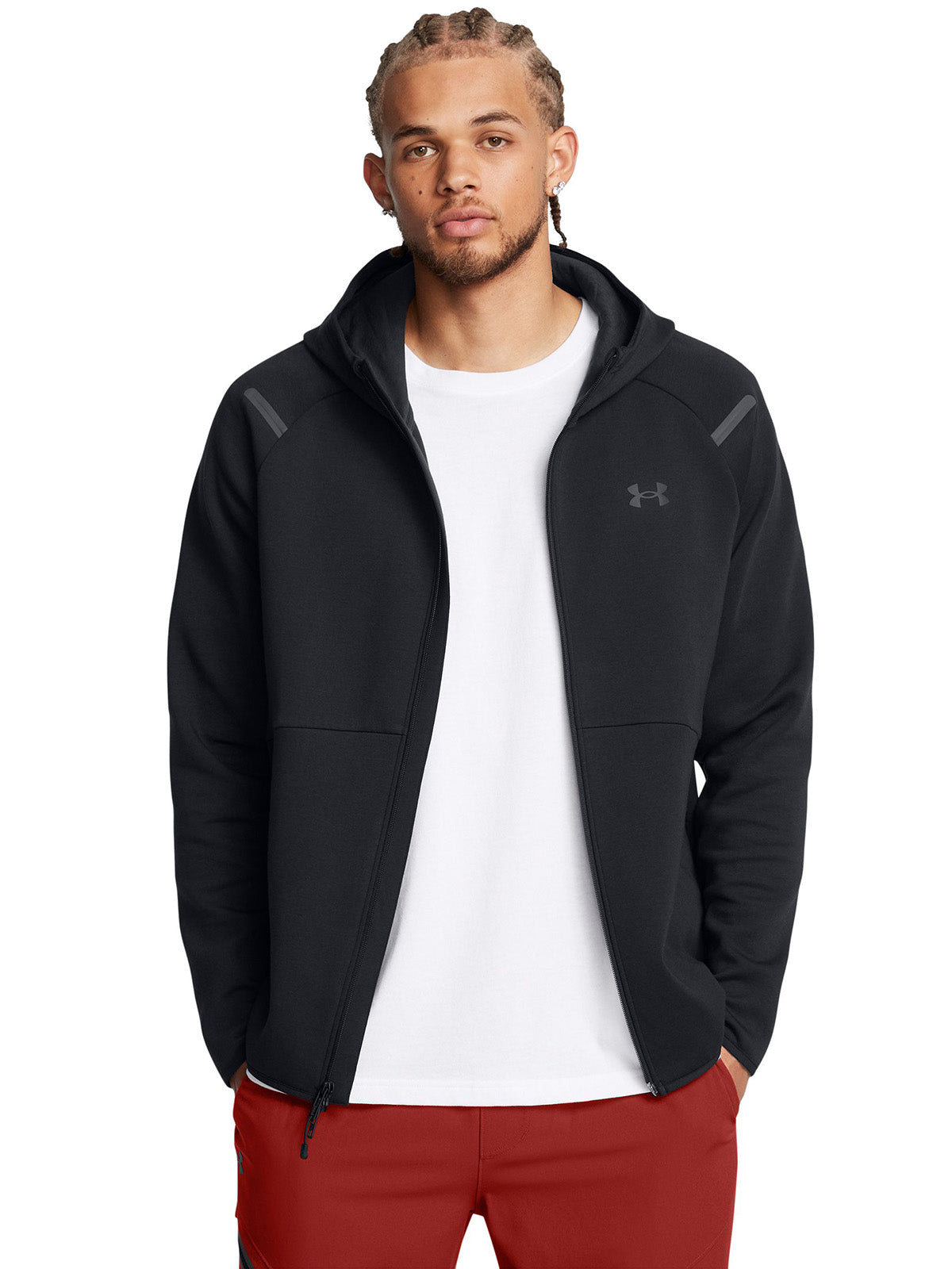 UA Unstoppable Fleece Full Zip Poleron negro para hombre