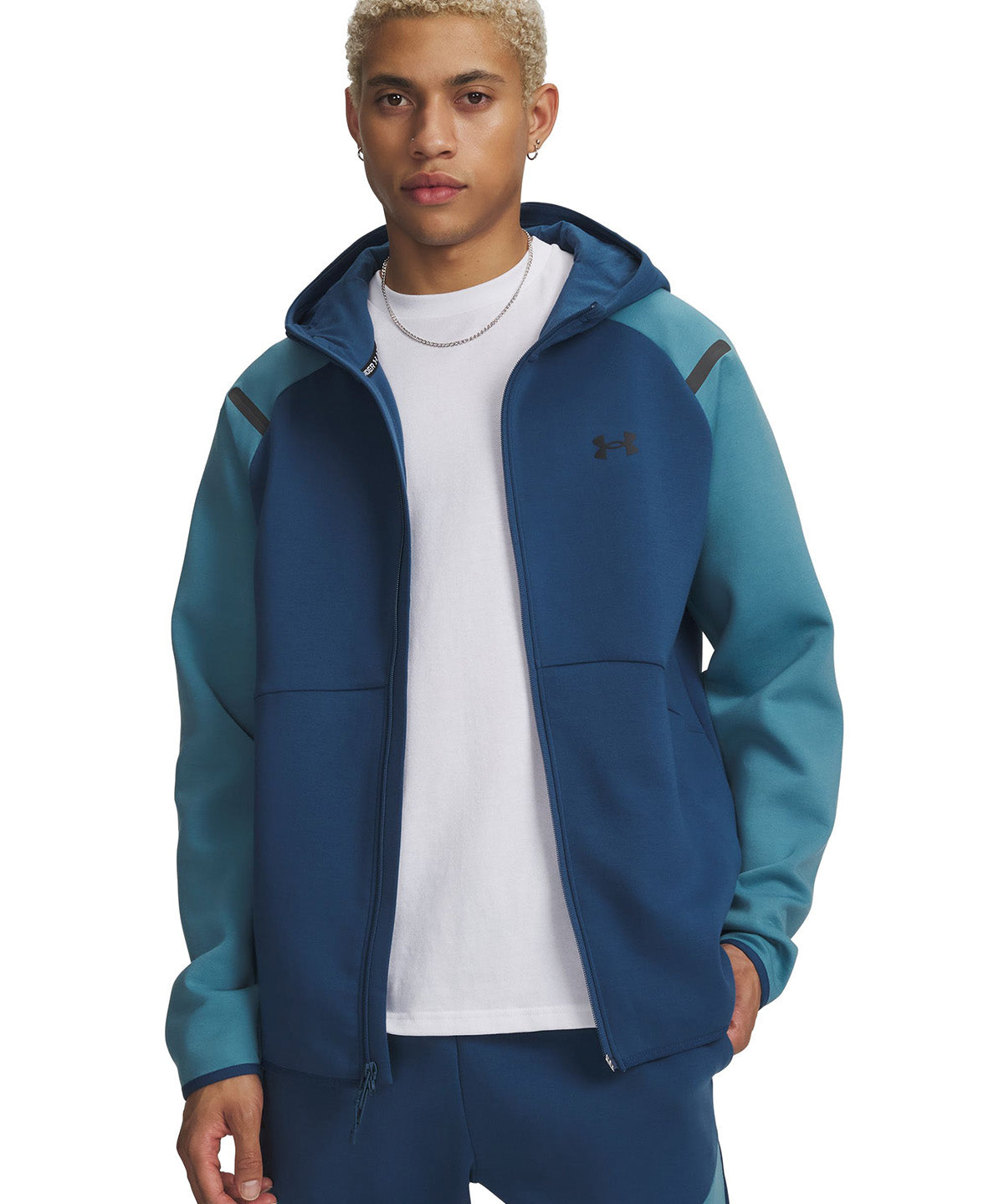 UA Unstoppable Fleece Full Zip Poleron azul para hombre