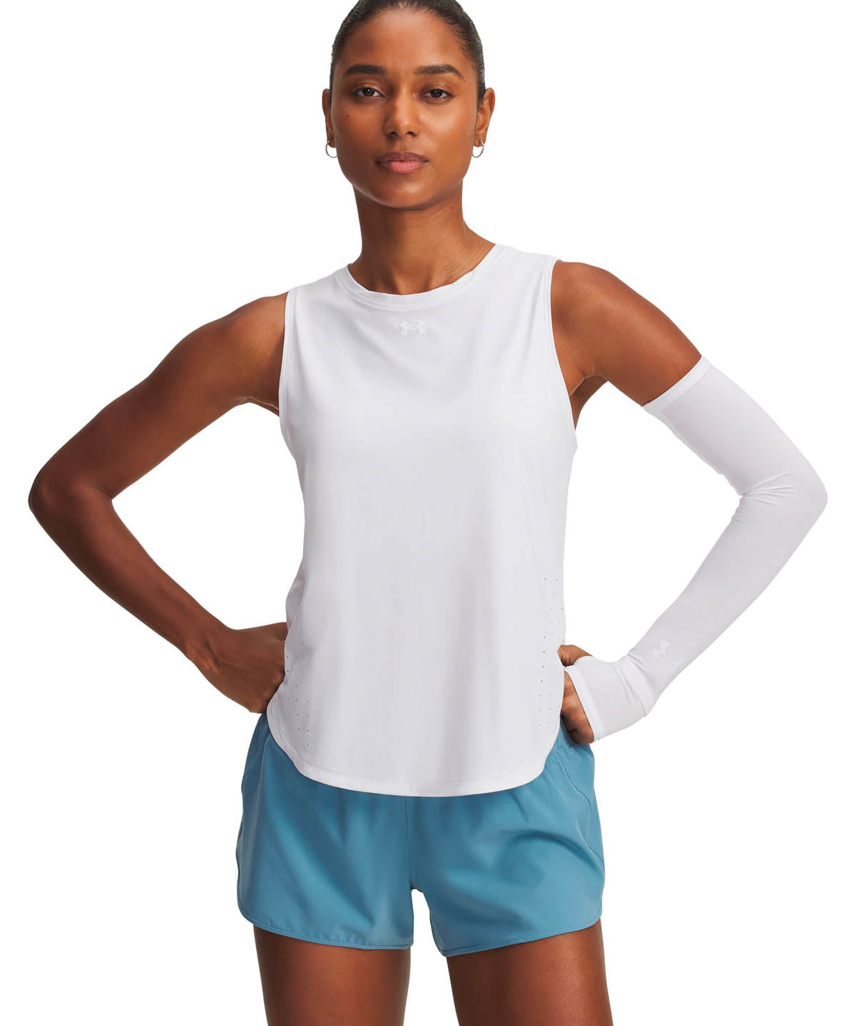 Polera sin mangas Running para mujer Launch Elite blanco Under Armour