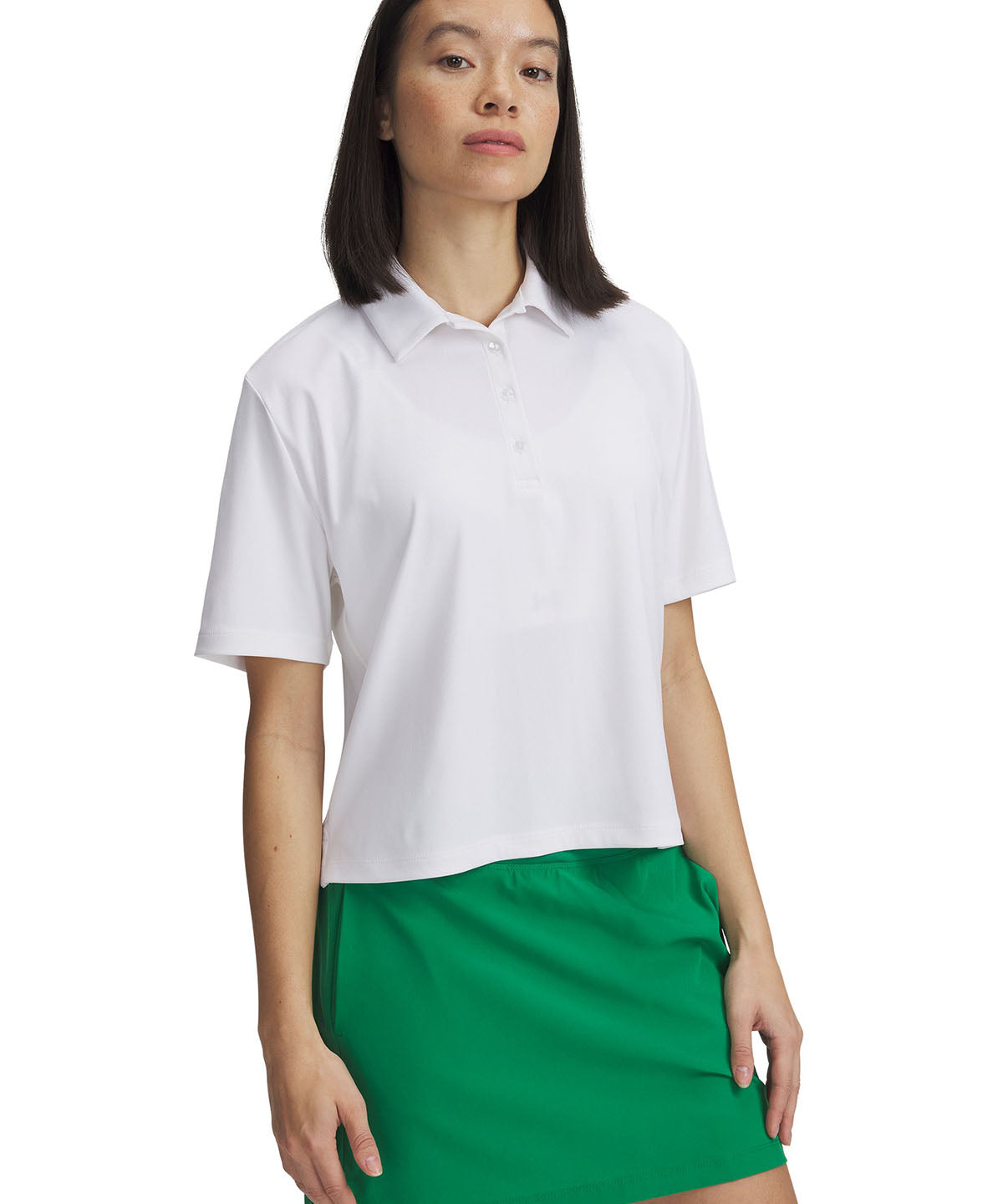 Polo manga corta Under Armour drive boxy crop blanco para mujer