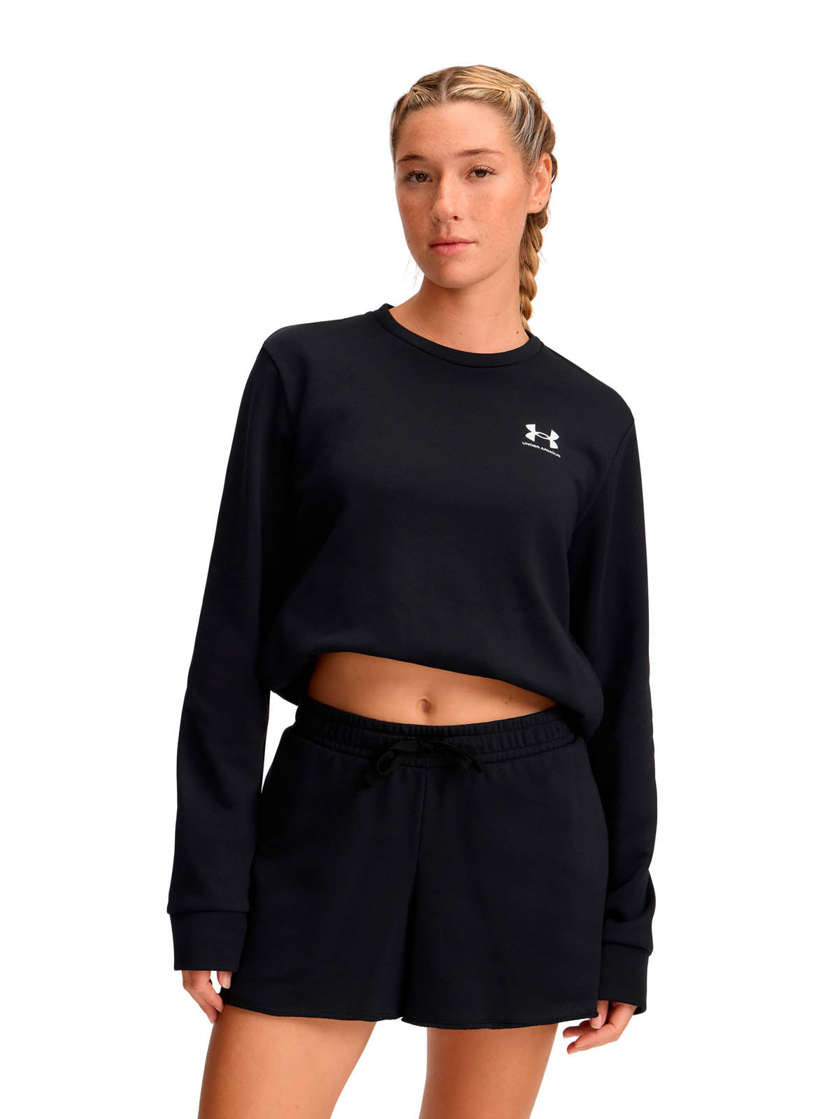 Polerón UA Rival Terry Crew negro para mujer