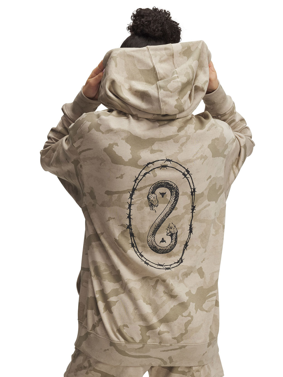 Polerón Project Rock terry con cierre café para mujer Under Armour