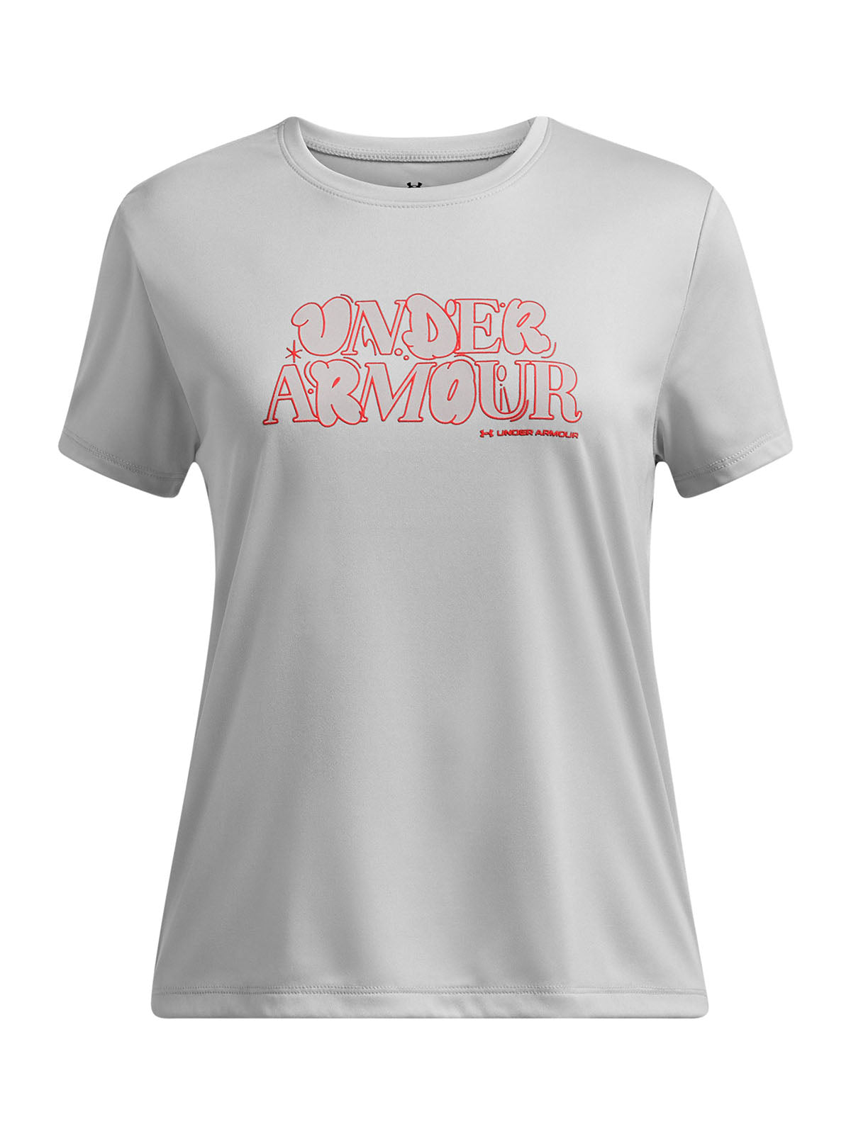 Polera manga corta Under Armour tech wordmark gris para niña