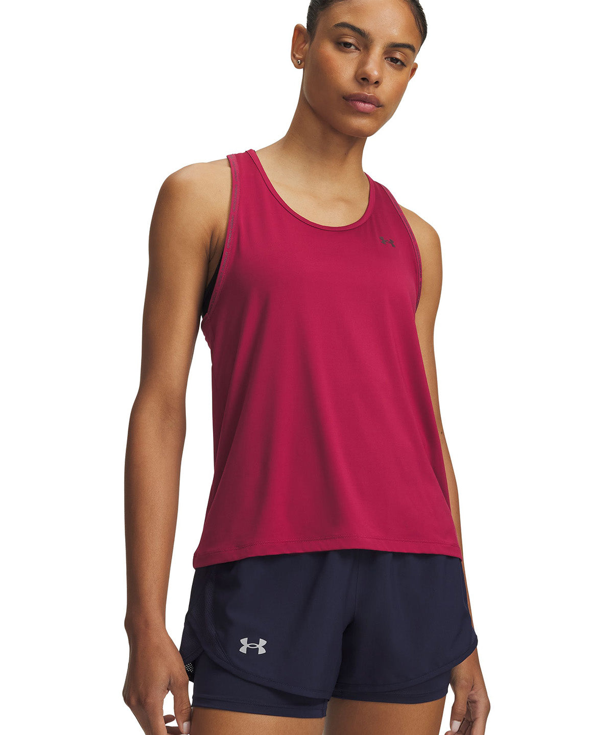 Polera sin manga UA Tech Knockout roja para mujer