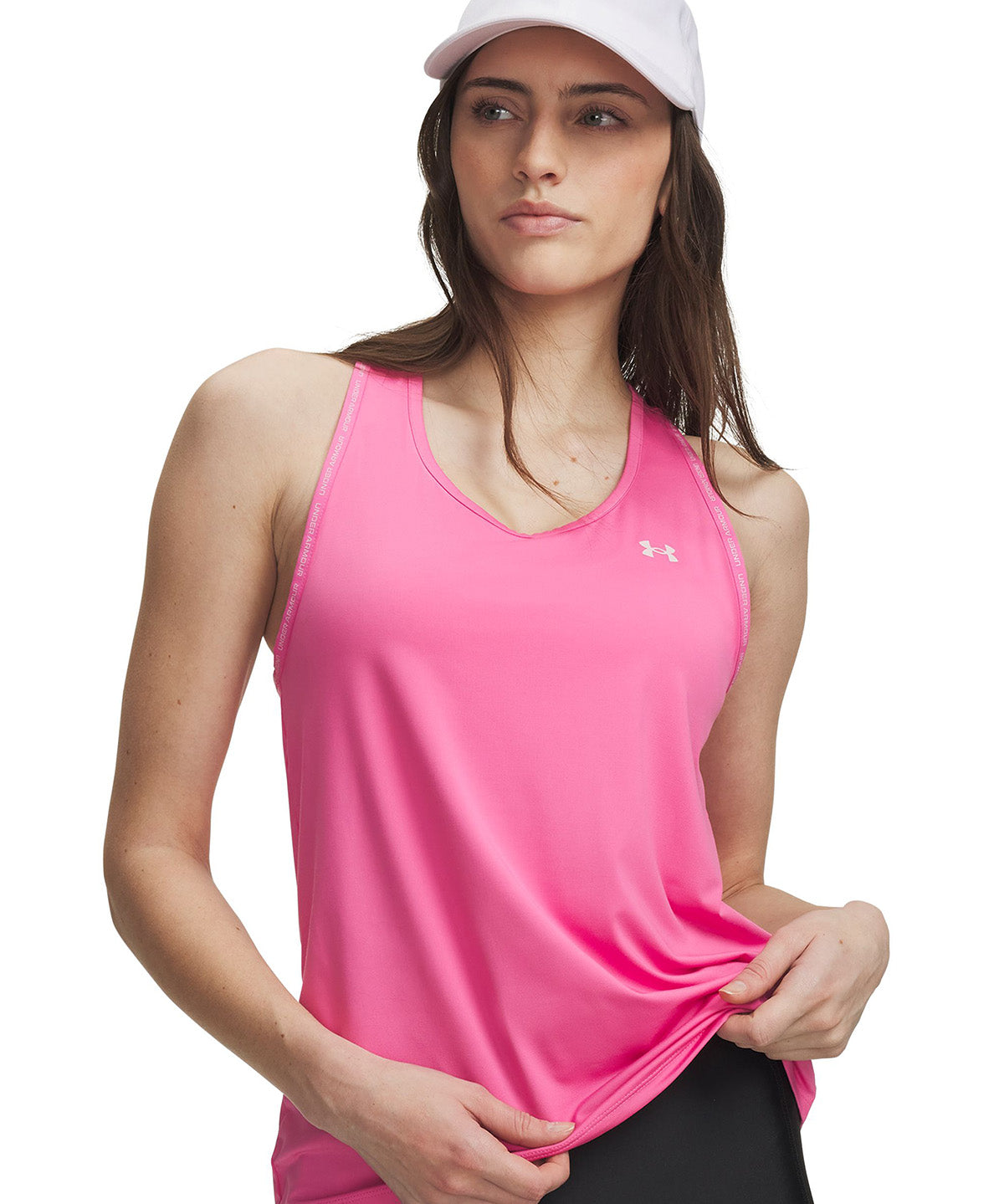 Polera sin manga UA Tech Knockout rosada para mujer