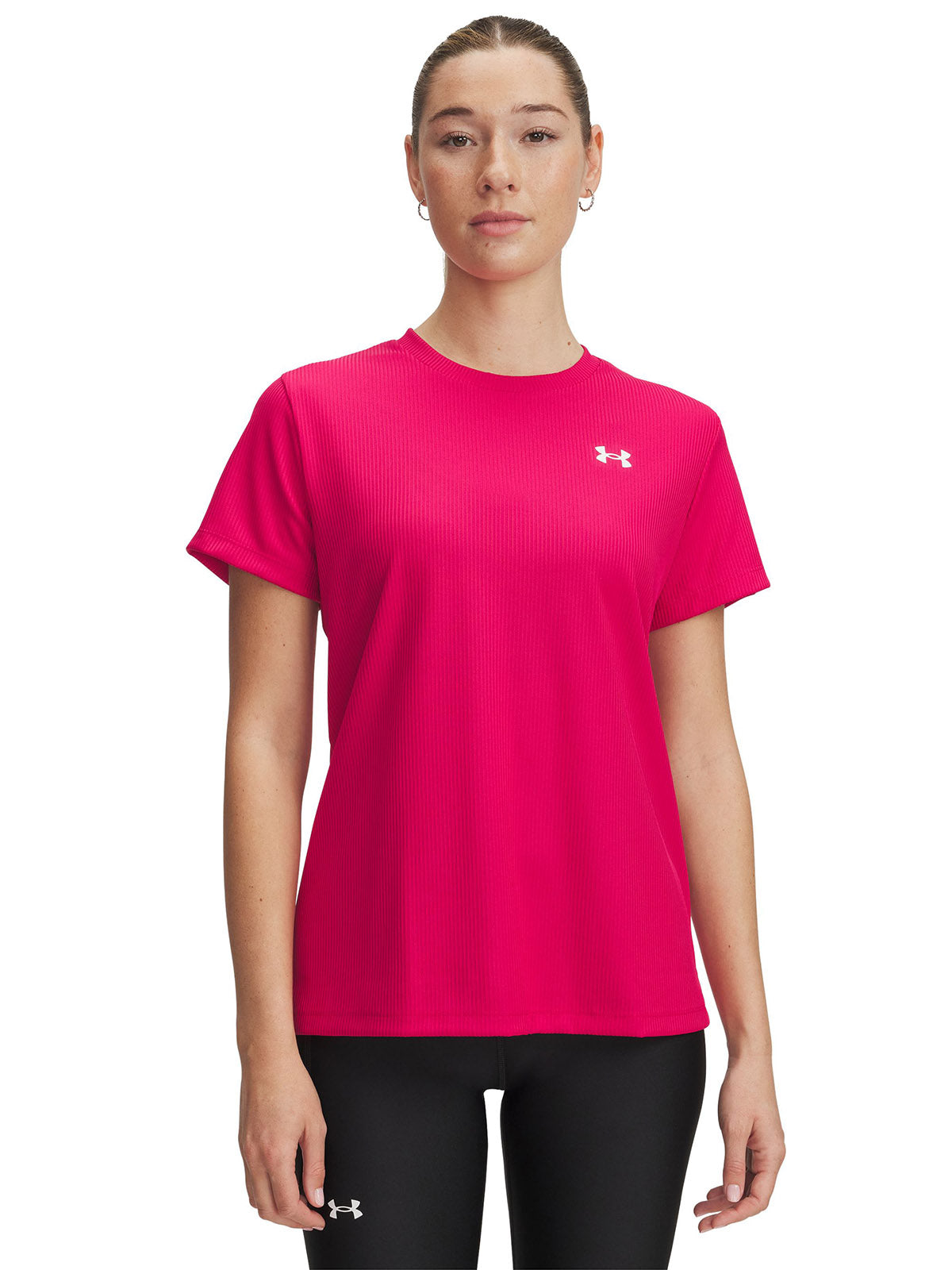 Polera manga corta Under Armour tech rib morado para mujer