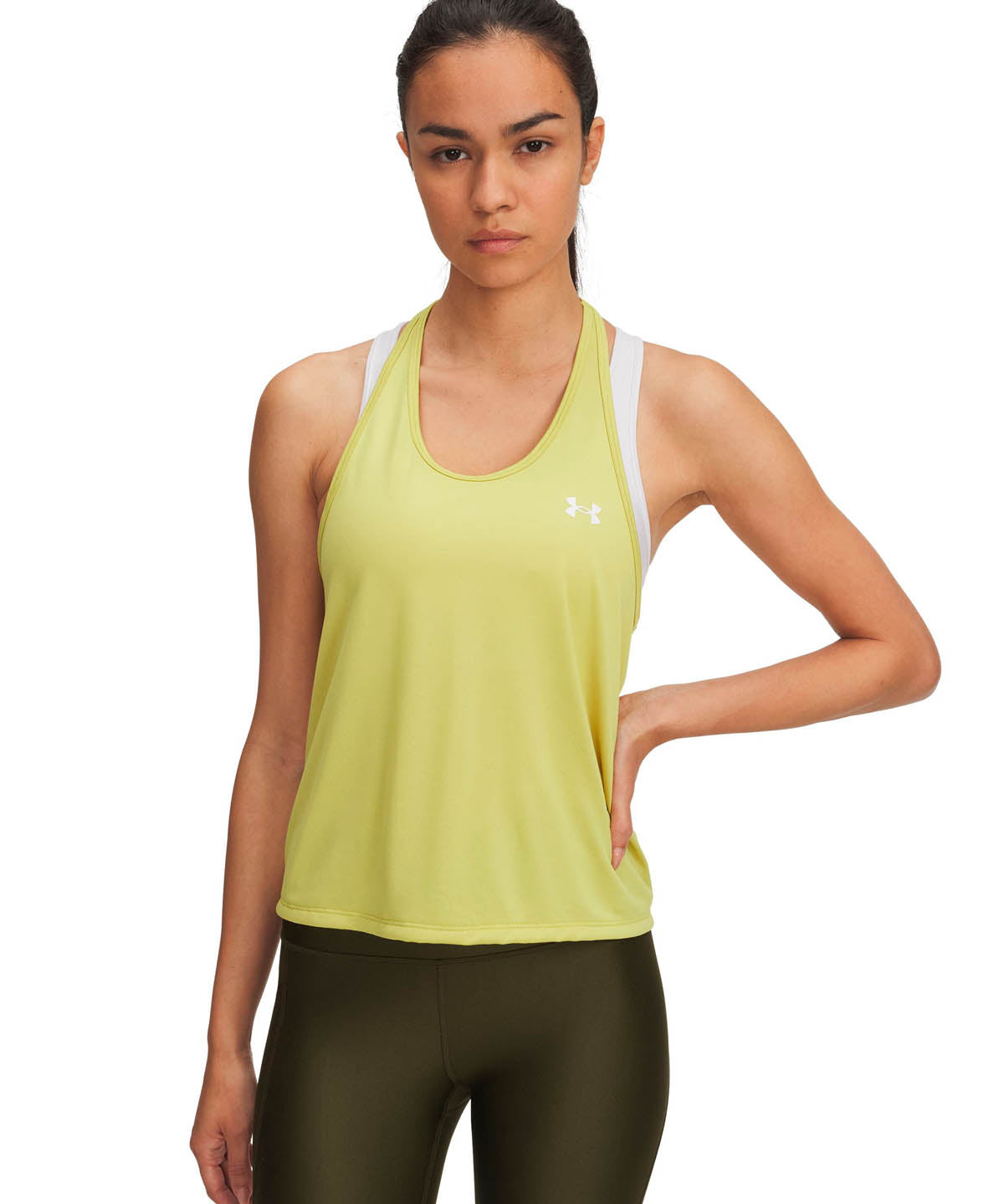 Polera sin mangas de entrenamiento para mujer Tech Swing amarillo Under Armour