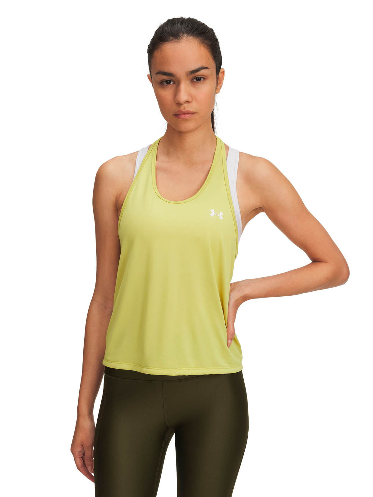 Polera sin mangas de entrenamiento para mujer Tech Swing amarillo Under Armour